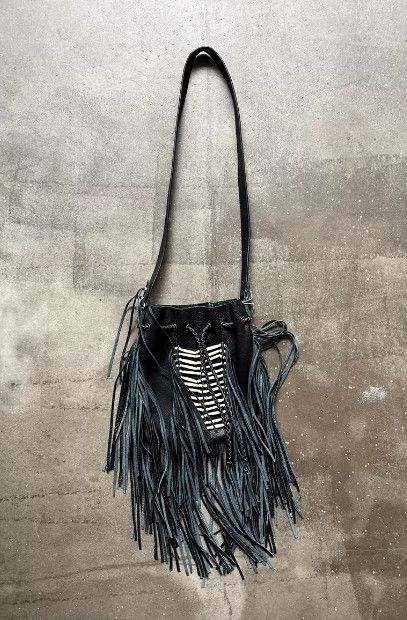 GOA GOA Early Handmade Beaded Fringe Leather Bag Size ONE SIZE - 1 Thumbnail