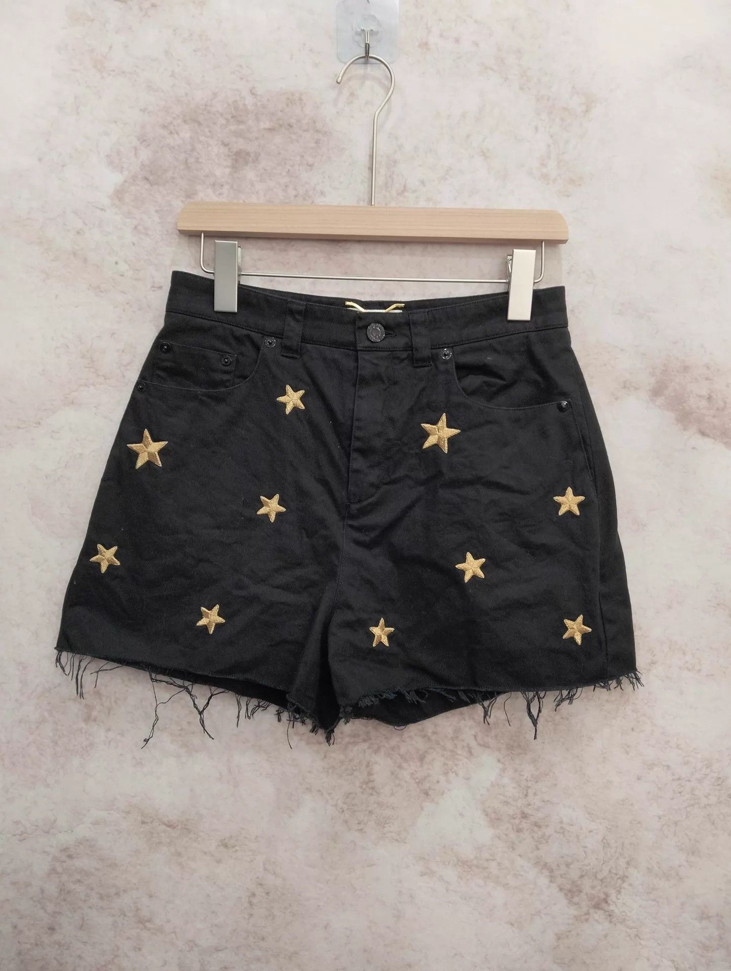 Saint Laurent Paris Saint Laurent Star Embroidered Wmns Denim Shorts 165 Size 27" / US 4 / IT 40 - 1 Thumbnail