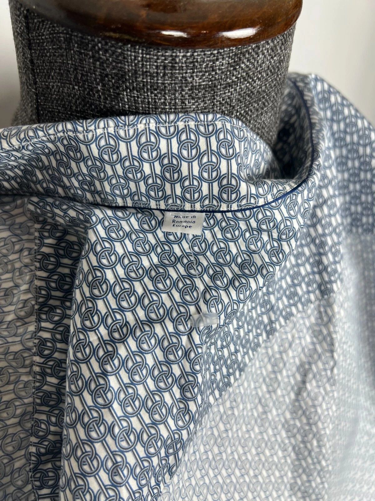 Eton Eton Contemporary Shirt Long Sleeve Blue White Abstract Size US XL / EU 56 / 4 - 12 Thumbnail