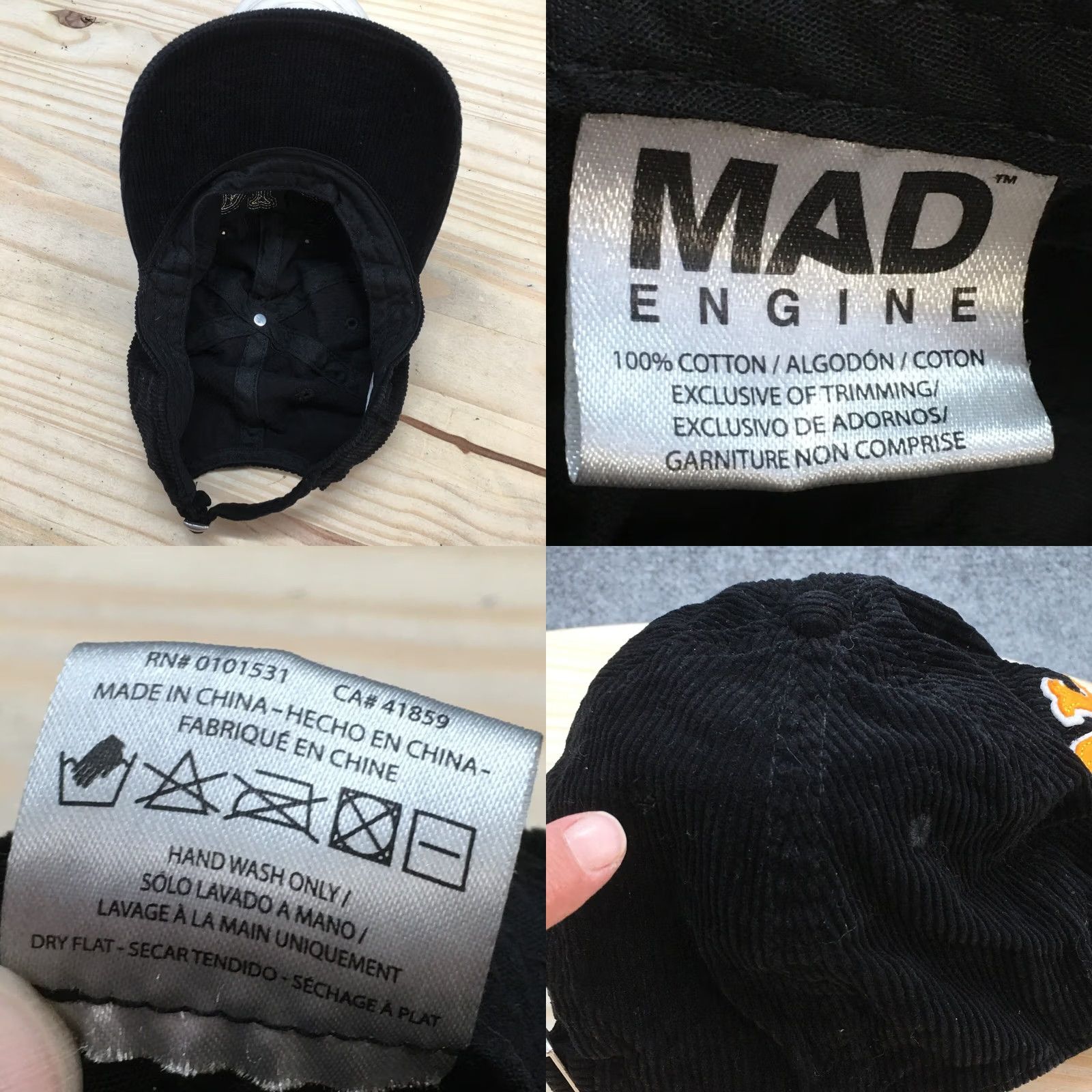 Mad Engine Mad Engine NY Baseball Cap Mens Black One Size Adjustable Corduroy Patch Logo Curved Brim Size ONE SIZE - 8 Thumbnail