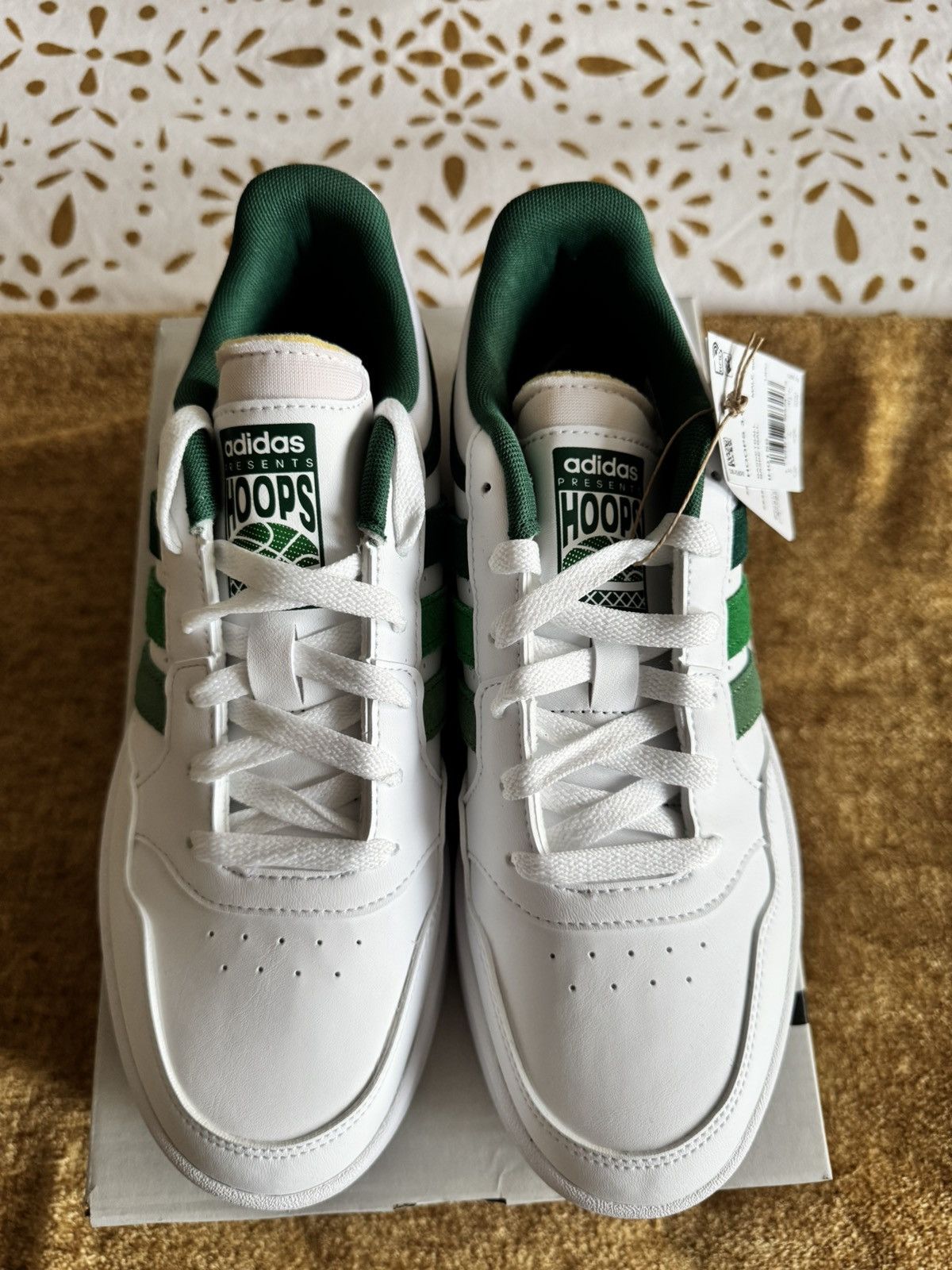 Adidas Adidas Hoops 3.0 Low Sneakers - White/Multi-Green Size US 7.5 / EU 40-41 - 2 Thumbnail