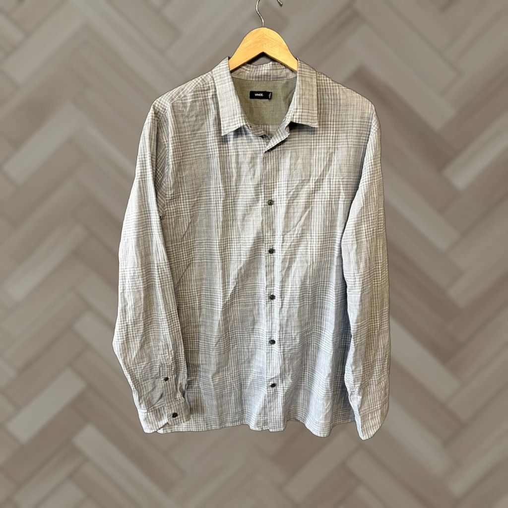 Vince Vince Womens Gray Plaid Long Sleeve Button Up Dress Shirt XL Size XL / US 12-14 / IT 48-50 - 1 Thumbnail
