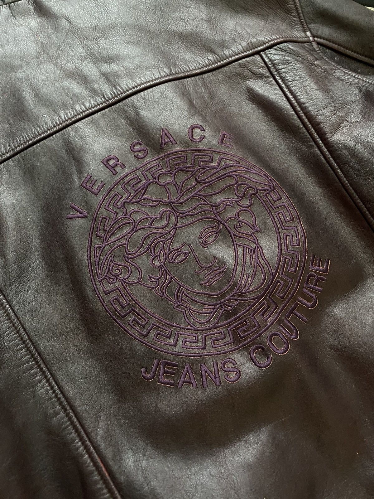 Versace × Vintage RARE Vintage leather jacket Versace back big logo Size US M / EU 48-50 / 2 - 3 Thumbnail