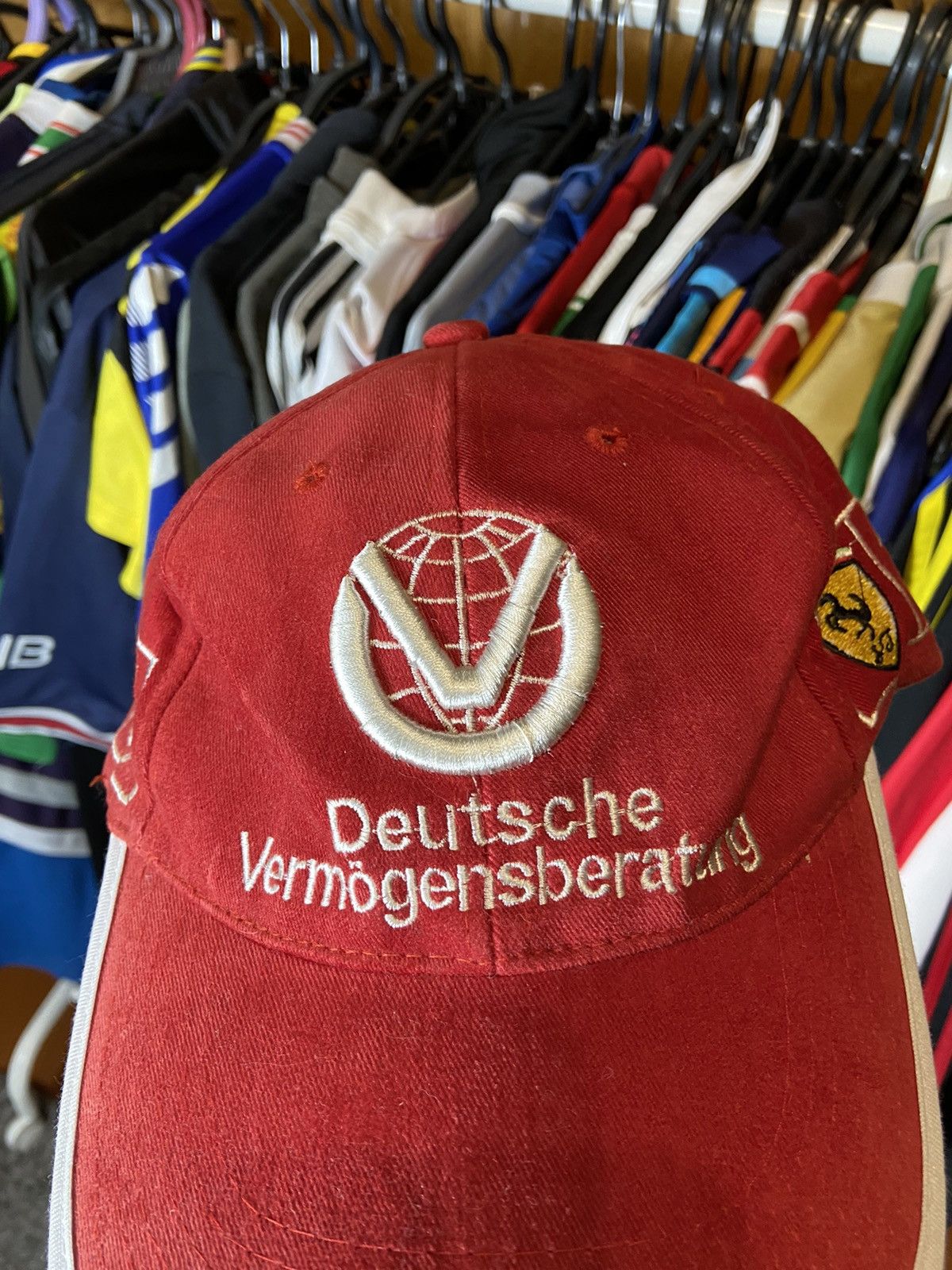 Ferrari × Vintage FERRARI GERMANY RACING NASCAR Y2K VELVET CAP MENS Size ONE SIZE - 3 Thumbnail
