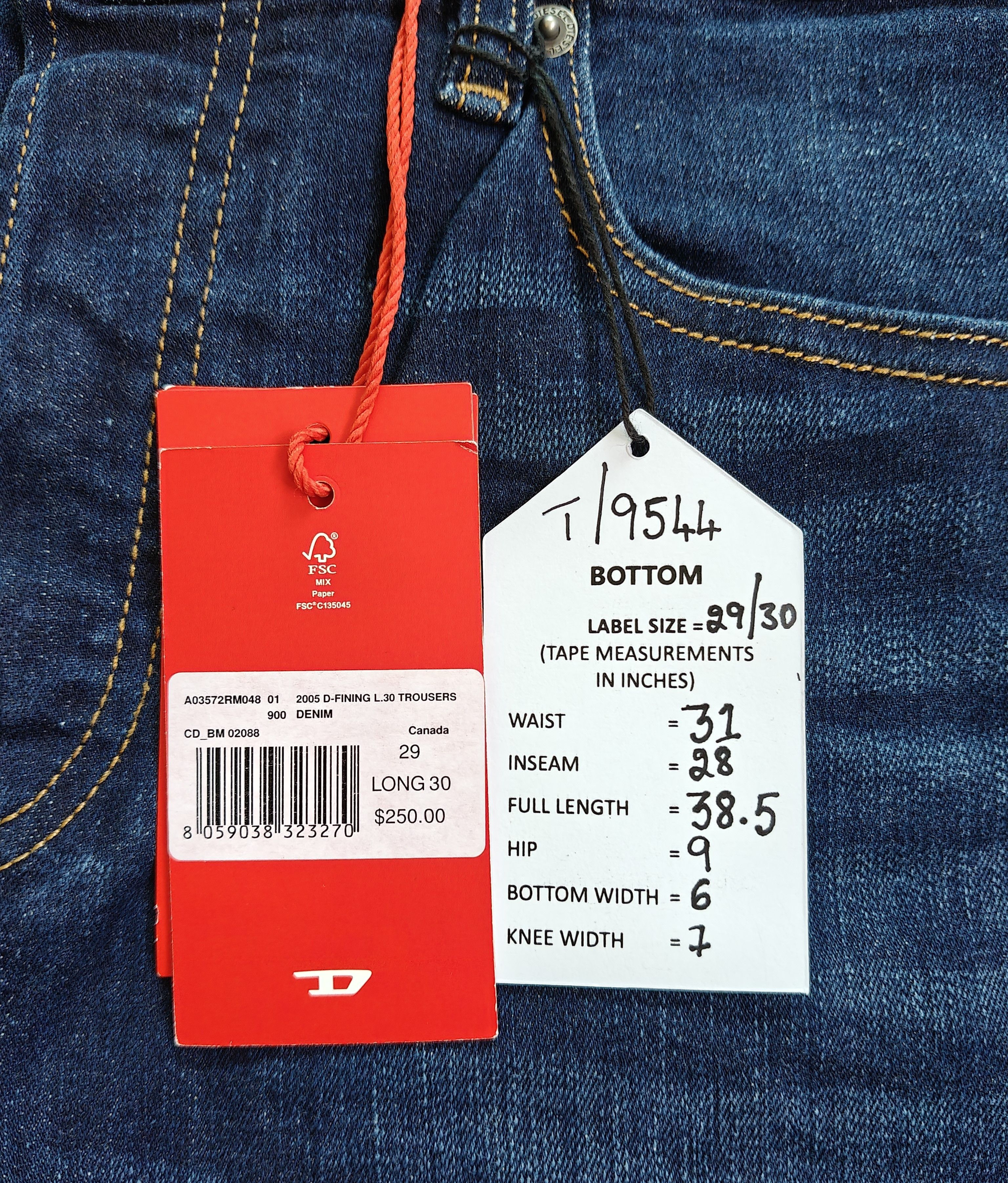 Diesel Diesel 2005 D-FINING Men's Jeans Free Shipping T/9544 Size US 29 - 12 Thumbnail