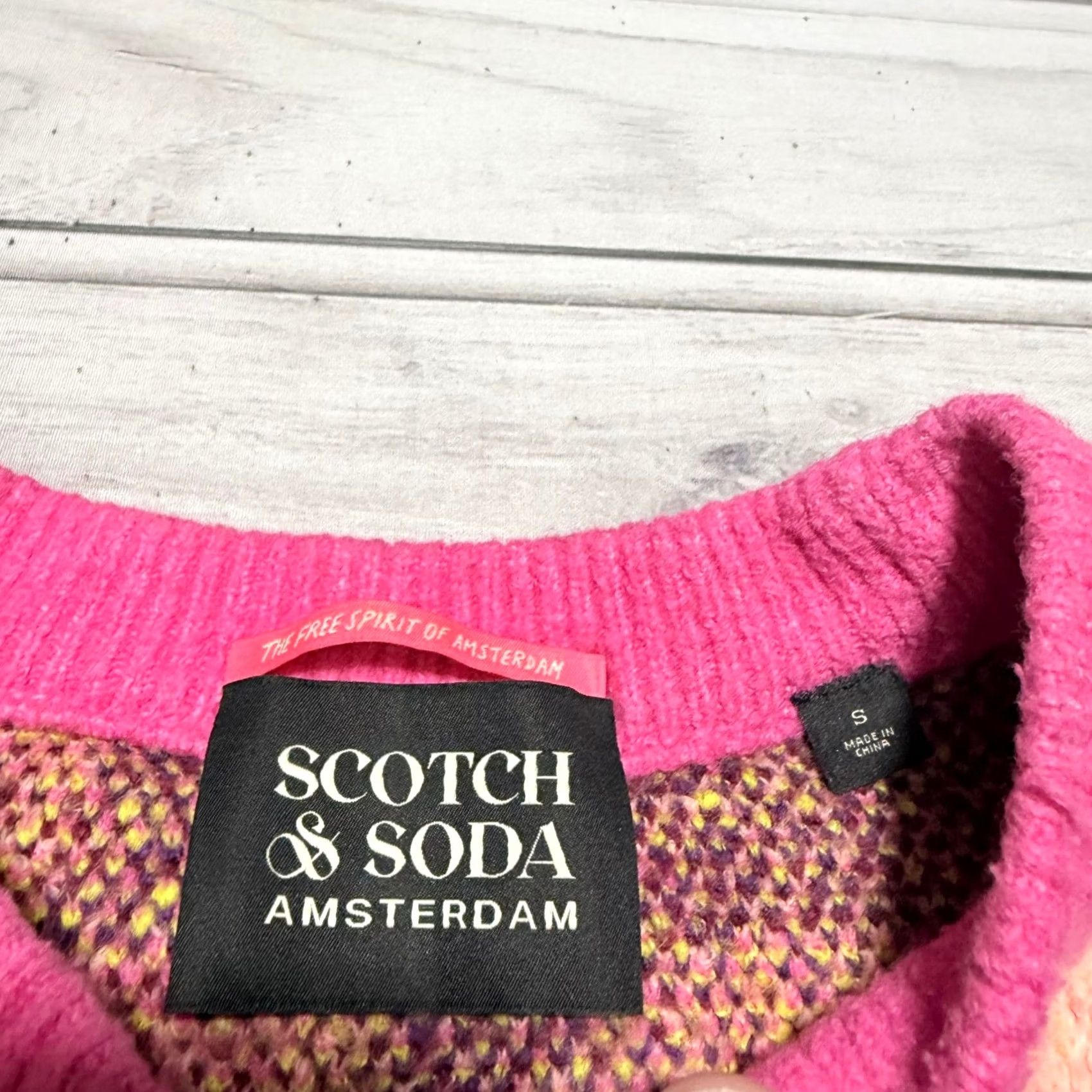 Scotch & Soda Scotch & Soda Sweater Womens Small Pink Jacquard Knit Love Music AOP Graphic Shirt/ Sweater? Size S / US 4 / IT 40 - 3 Thumbnail