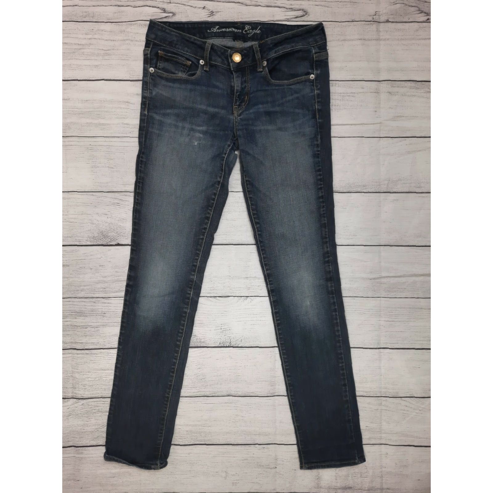 American Eagle Outfitters American Eagle Outfitters Skinny Jeans Blue Dark 29x29 Women Size 6 Stretch Denim Slim Pockets Logo Size 28" / US 6 / IT 42 - 5 Thumbnail