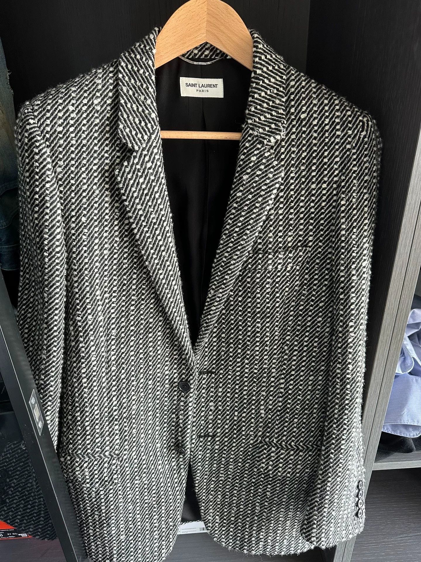Saint Laurent Paris Saint Laurent Wool Herringbone Blazer Size US S / EU 44-46 / 1 - 1 Thumbnail