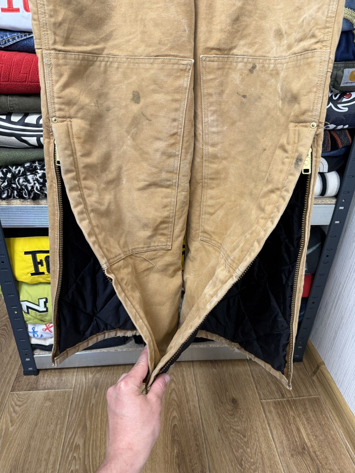 Carhartt Vintage 90s Carhartt Overalls Tan Cotton Canvas Baggy Wide Size US 34 / EU 50 - 14 Thumbnail