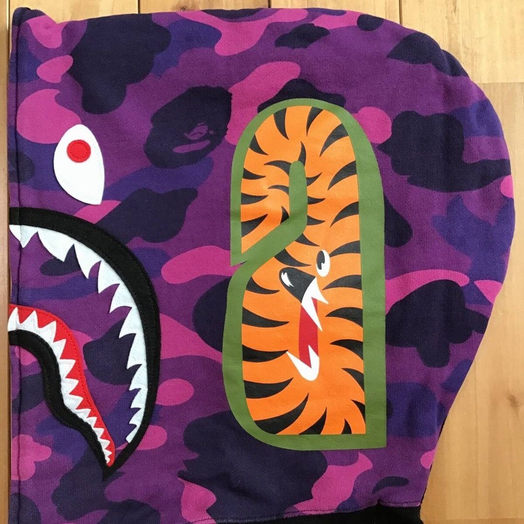 BAPE × Purple camo shark full zip hoodie a bathing ape