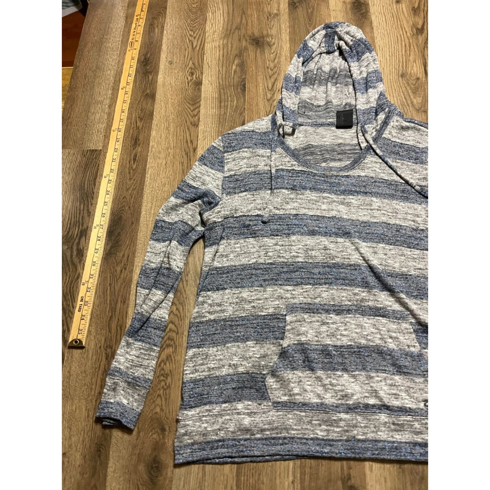 Vintage GVS Hoodie Shirt, Women's XL, Gray Blue, Striped, Long Sleeve, T-Shirt, Regular, Pullover, Round Neck, Casual, Fall Spring Summer, Women, XL Size XL / US 12-14 / IT 48-50 - 3 Thumbnail
