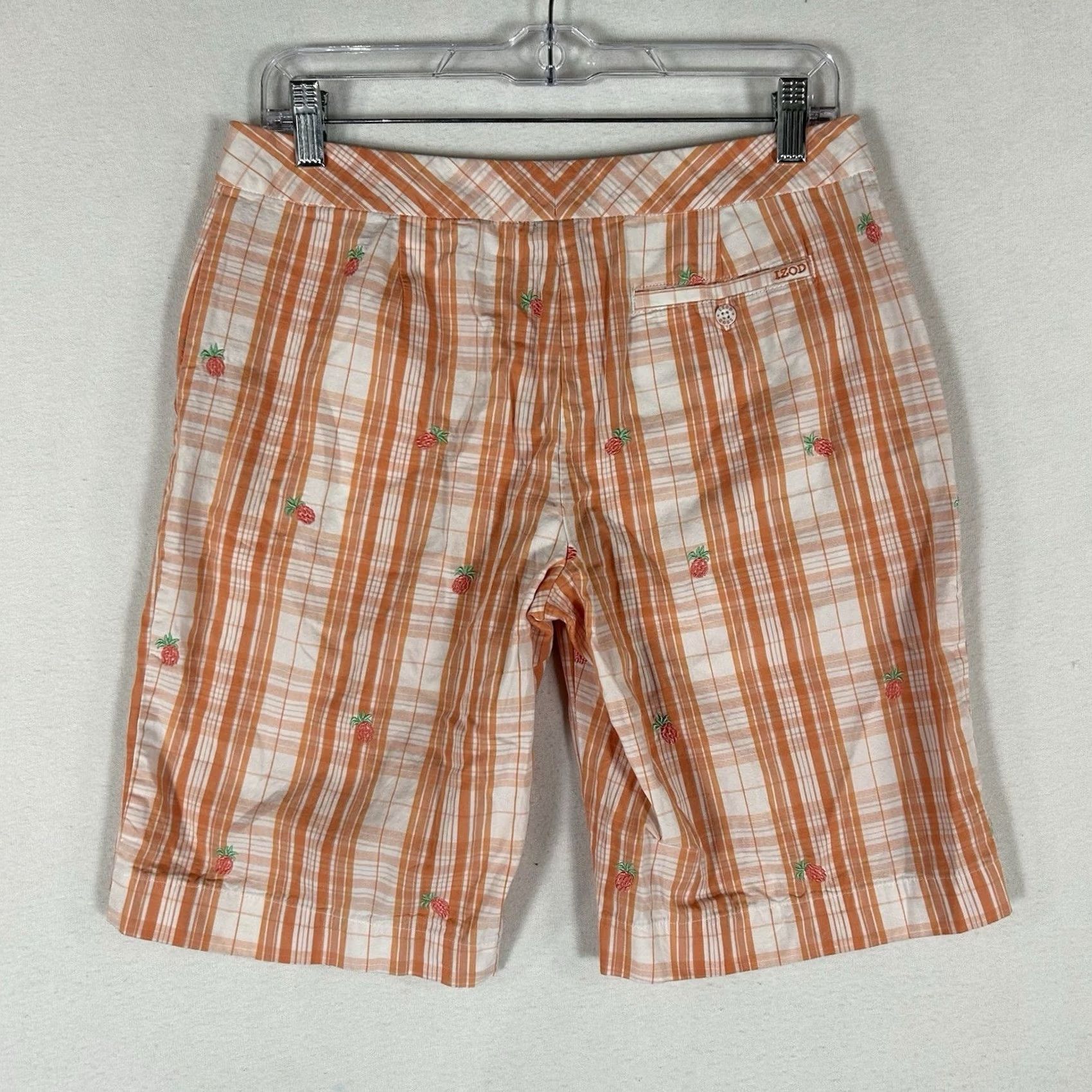 Izod Izod Golf Shots Womens 6 Orange Plaid Embroidered Casual Chino Hiking Shirt Size 28" / US 6 / IT 42 - 5 Thumbnail