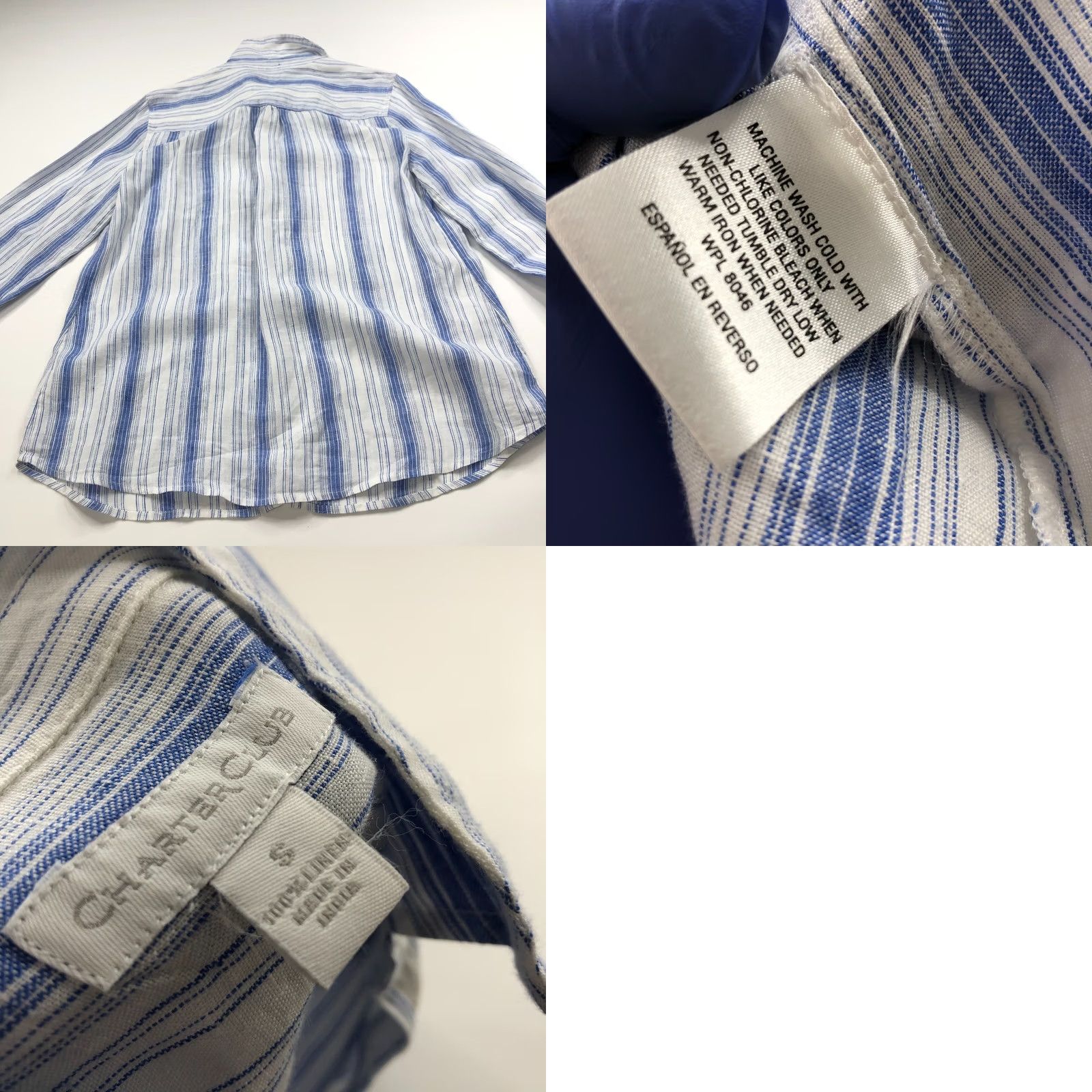 Charter Club Charter Club Shirt Small 100% Linen Button Long Sleeve Striped Blue MINTXS/Adult? Size S / US 4 / IT 40 - 8 Thumbnail