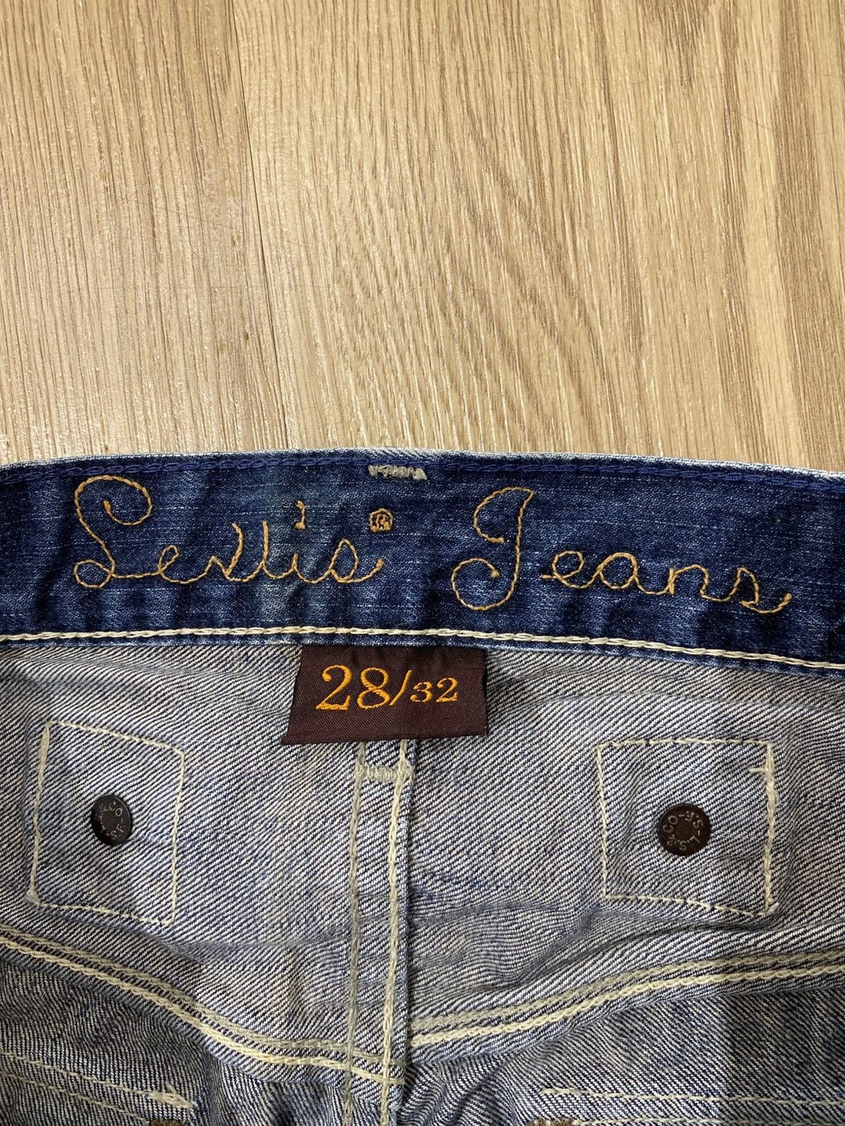 Levi's Levi’s Whiskers Blue Wash Style Buckle Back Distressed Jeans Size US 30 / EU 46 - 18 Thumbnail