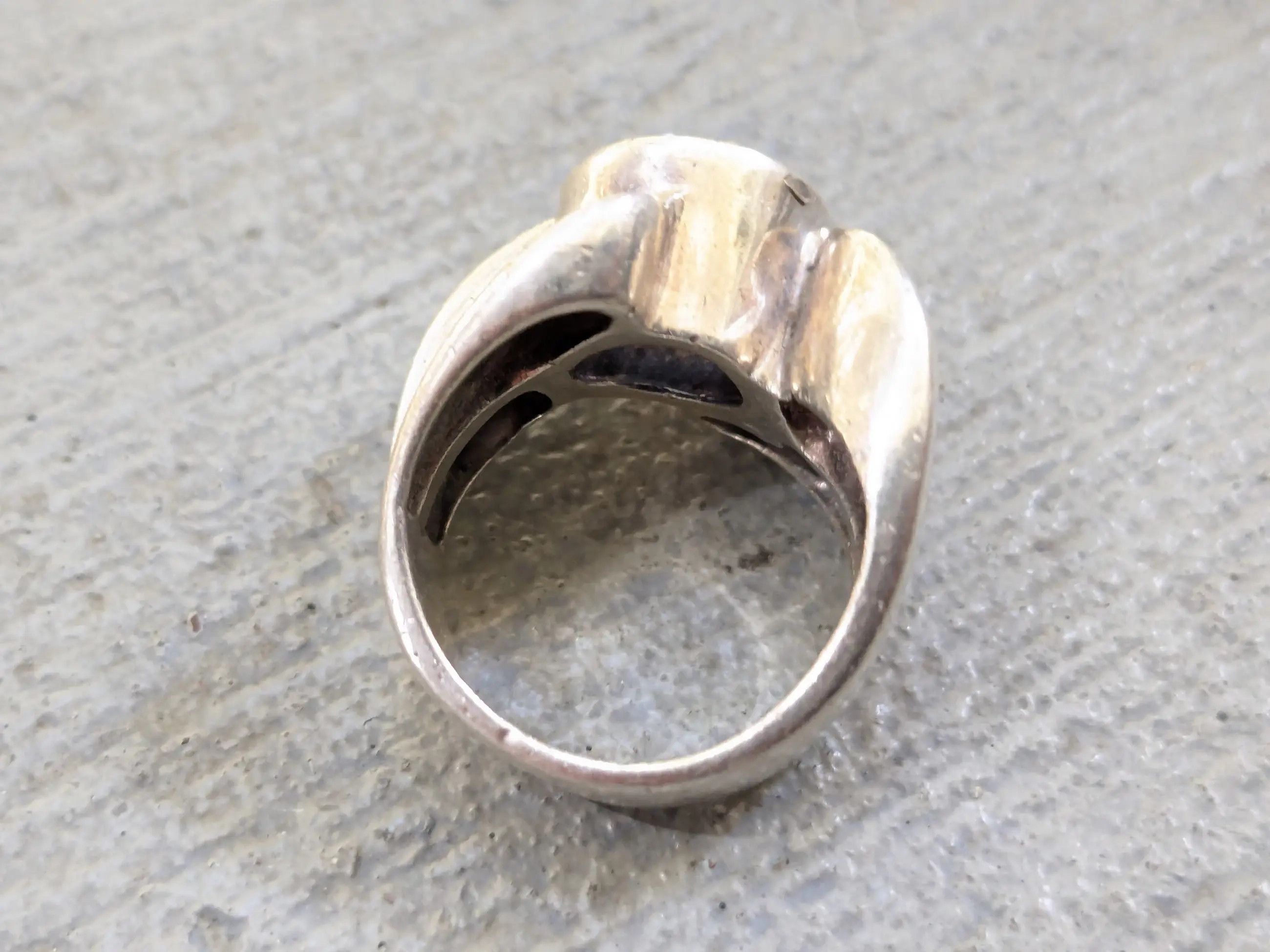 Sterling Silver Vintage Sterling Silver Ring 6 CZ Round Asymmetrical Size ONE SIZE - 8 Thumbnail