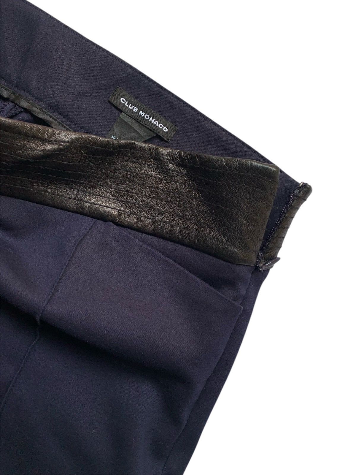 Club Monaco Skinny stretch pants with side zip, lamb leather waistband Size 31" - 3 Thumbnail