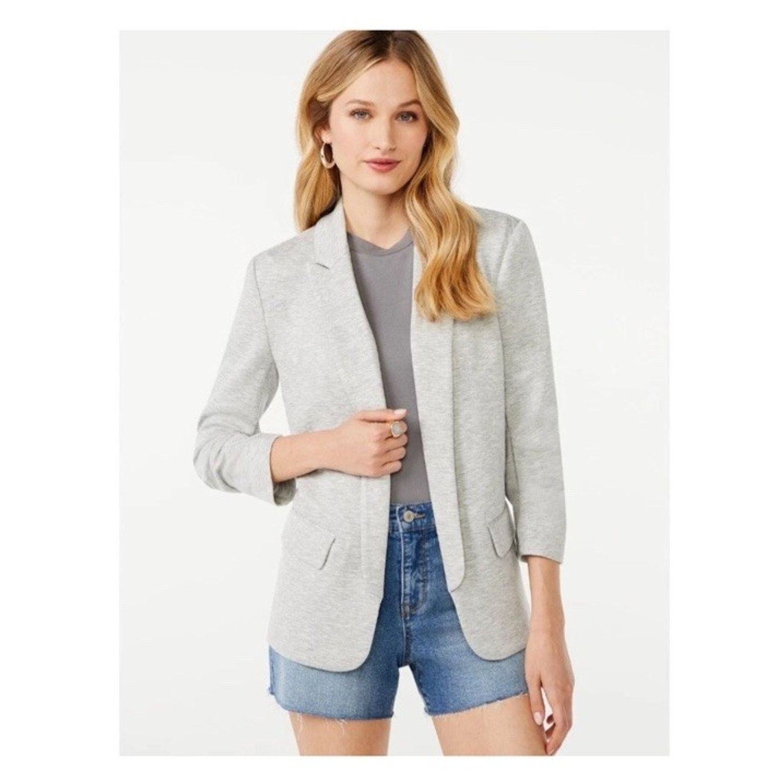 Other Scoop Scuba Knit Scrunch Sleeves Career Jacket Blazer Size XS / US 0-2 / IT 36-38 - 1 Thumbnail