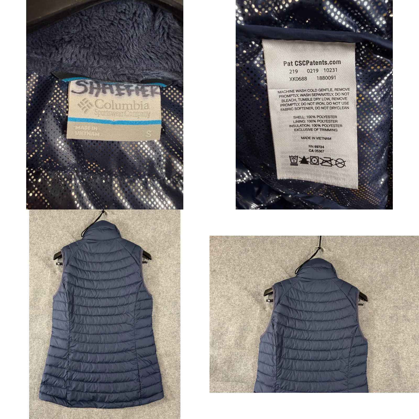 Vintage Columbia Powder Lite II Vest Womens S Navy Blue Full Zip Omni-Heat Lined Size S / US 4 / IT 40 - 8 Thumbnail