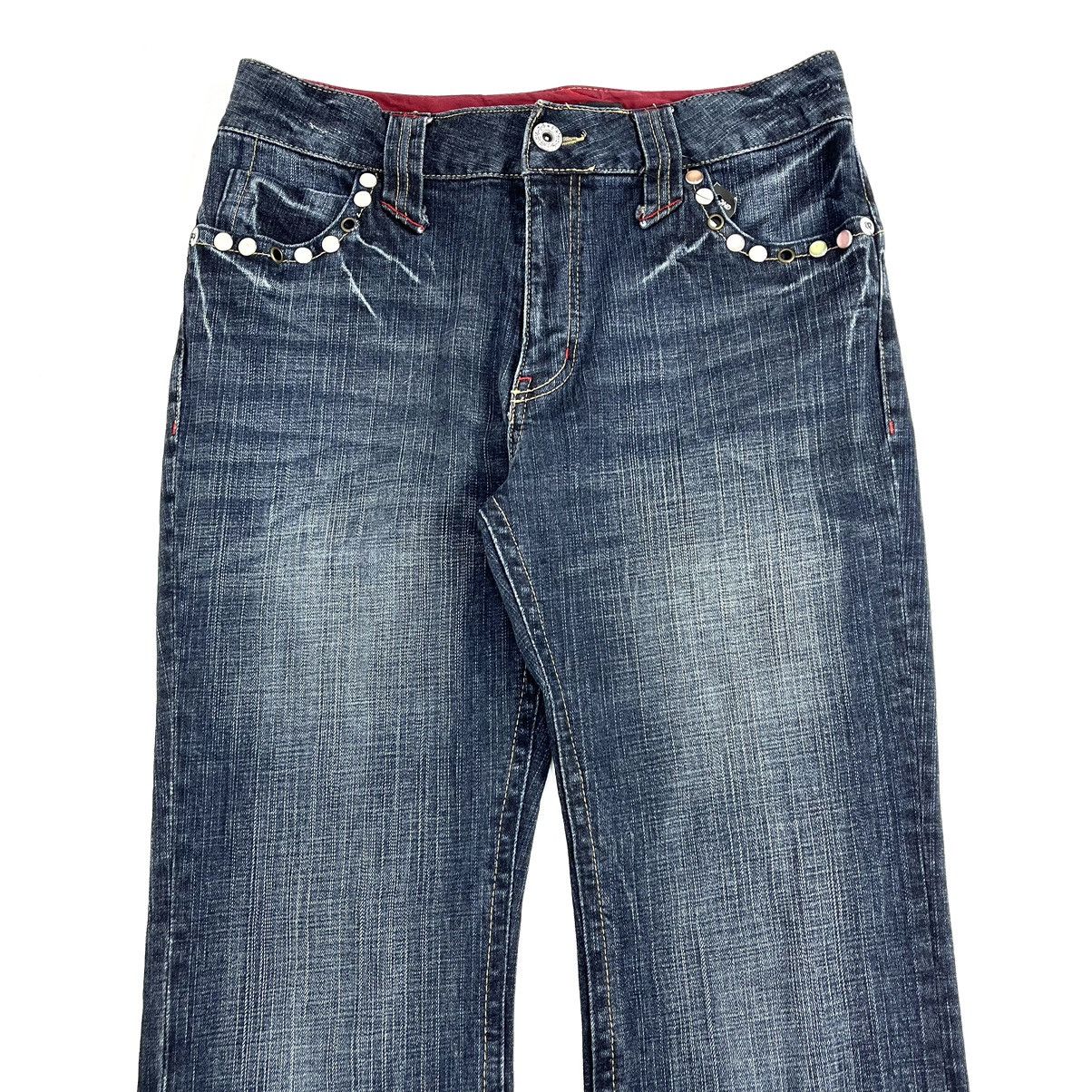 If Six Was Nine × Japanese Brand 2000s Oririn Faded Studded Bootcut Flared Jeans Size US 30 / EU 46 - 2 Thumbnail