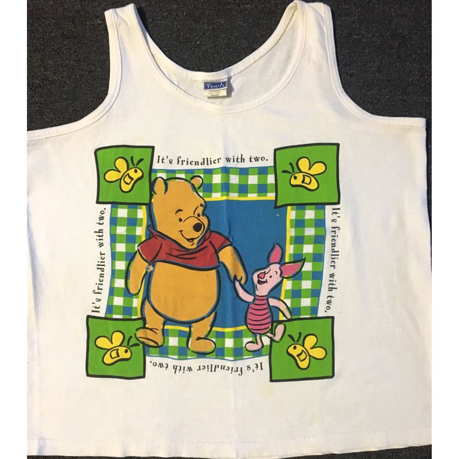 Disney VINTAGE 90s Winnie The Pooh Piglet Tank Top T-Shirt Mickey Mouse Disney Cartoon Grunge Fun White S Mens Fashion" Size US S / EU 44-46 / 1 - 2 Thumbnail