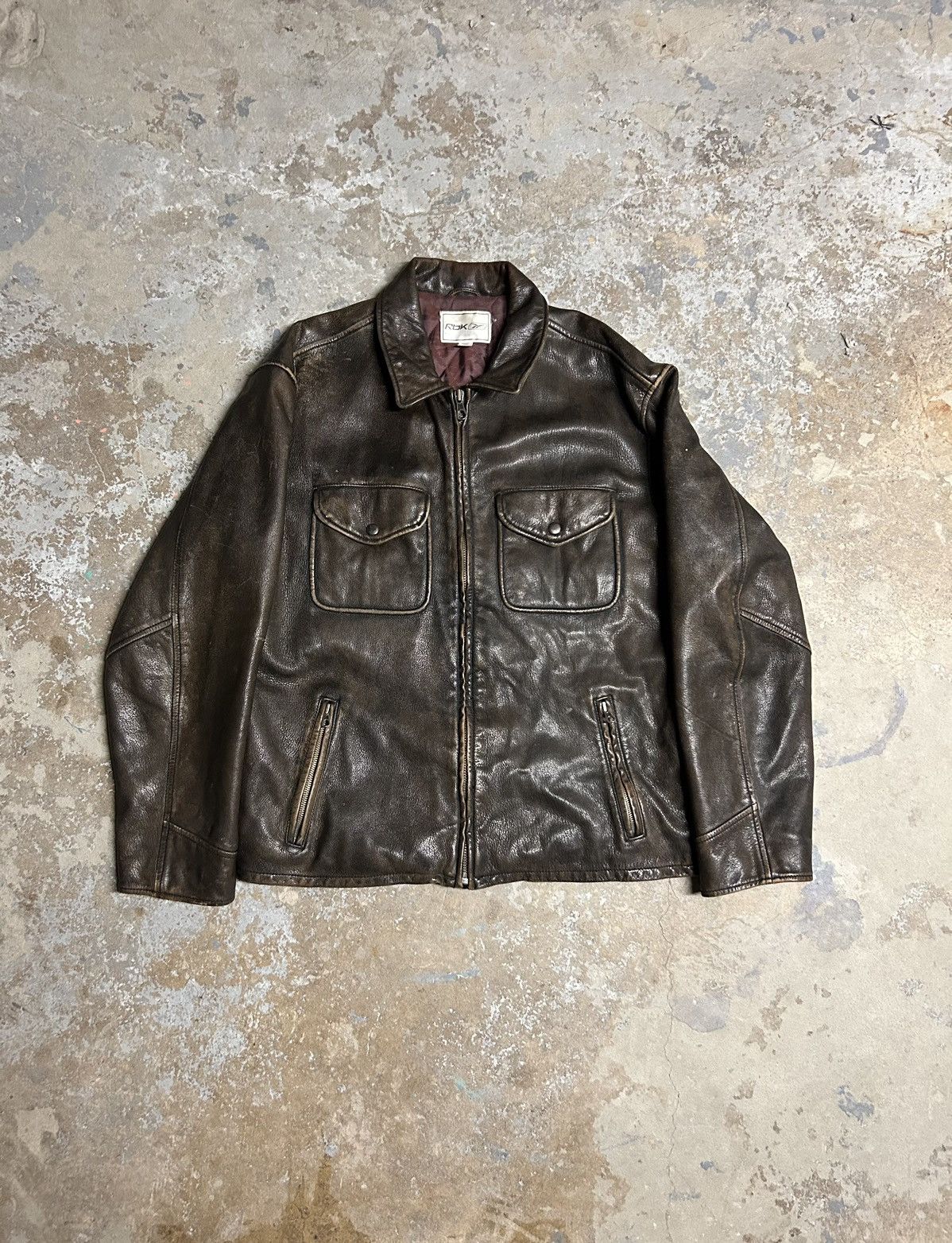 image of Early 90's Vintage Reebok Leather Jacket in Black, Men's (Size XL)