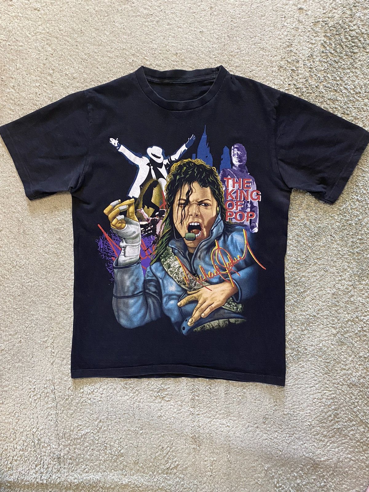 Band Tees × Michael Jackson × Vintage Vintage Michael Jackson Bootleg The King of Pop T Shirt tee Size US L / EU 52-54 / 3 - 1 Thumbnail