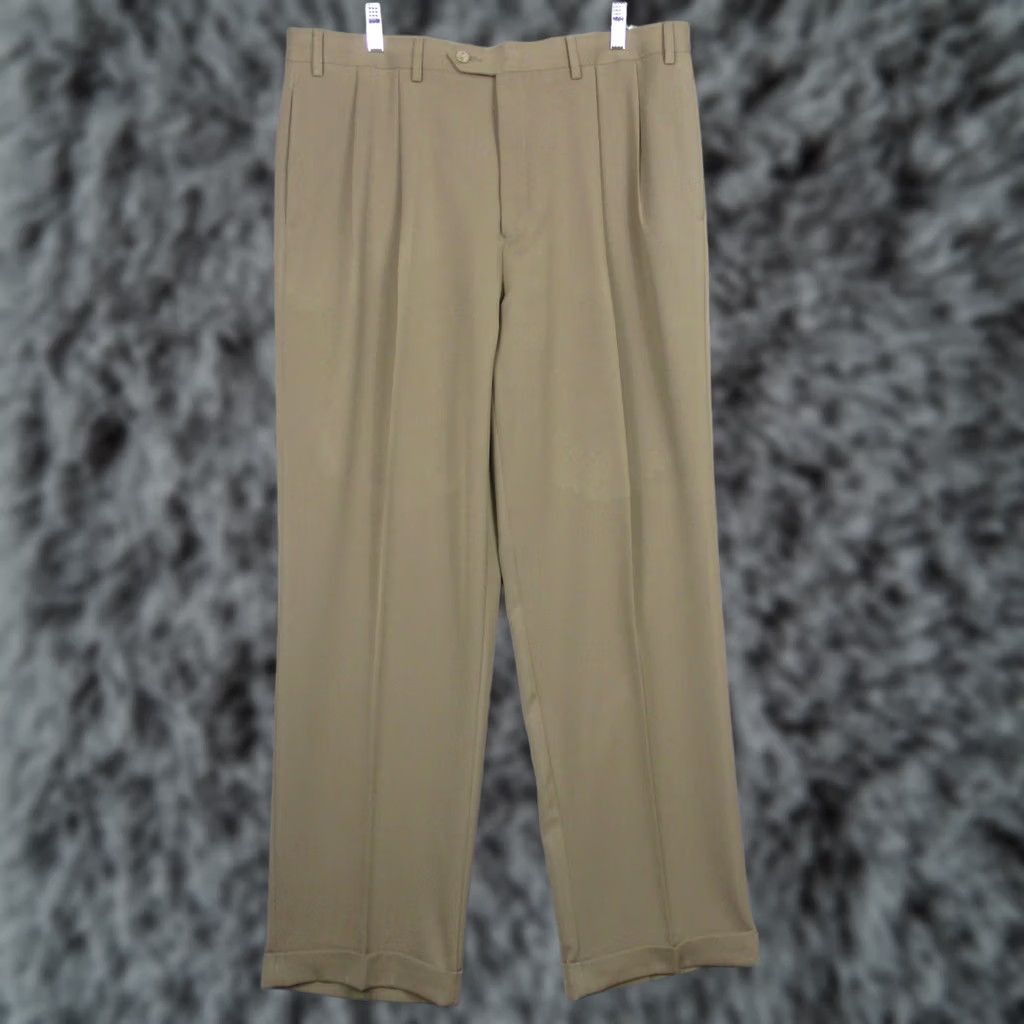 Ralph Lauren Lauren Ralph Lauren Pants Mens 38x32 Beige Polyester Pleated Dress Cuffed Slacks Size US 38 / EU 54 - 1 Thumbnail