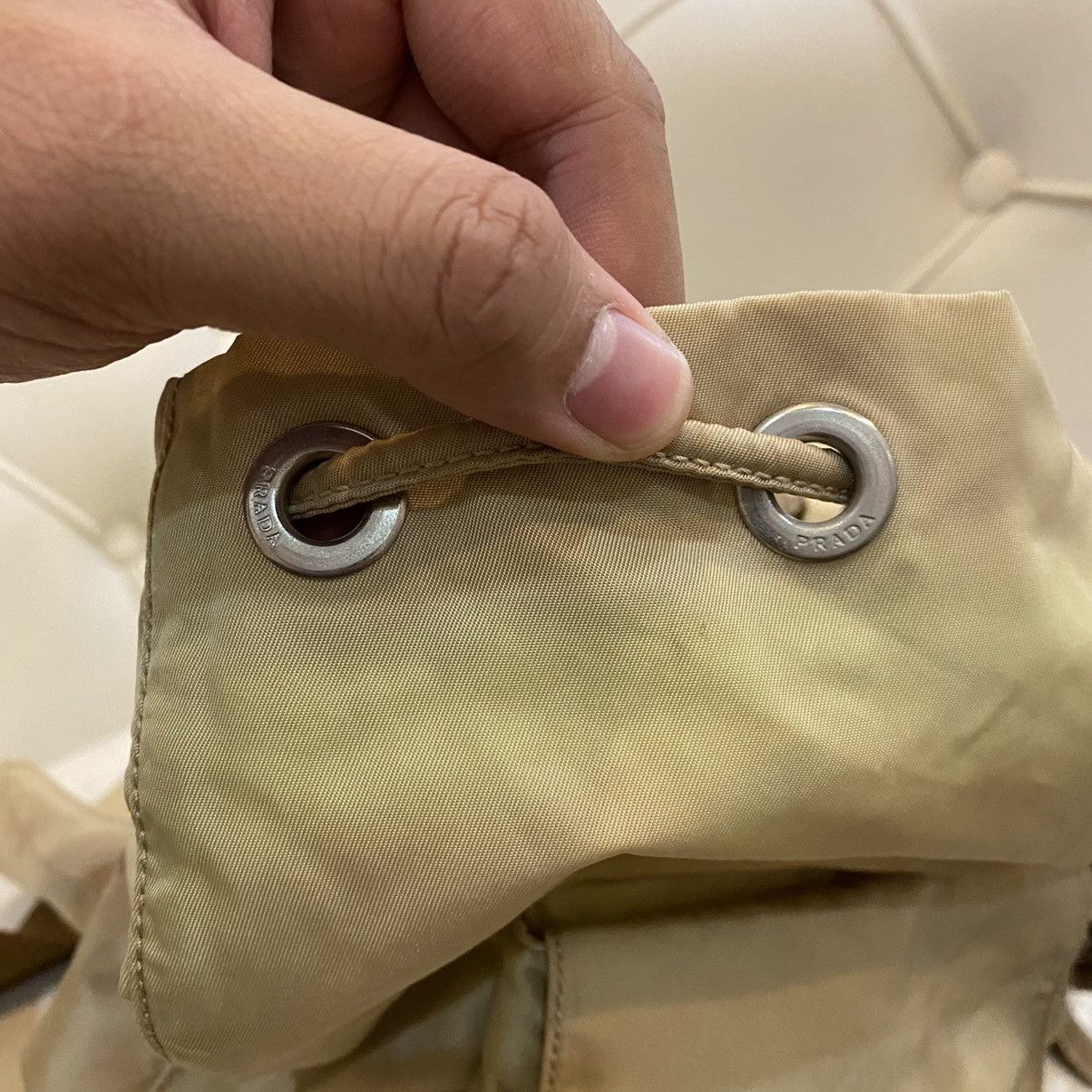 Prada × Vintage Vintage Prada Cammello Brown Nylon Vela Backpack Size ONE SIZE - 20 Thumbnail