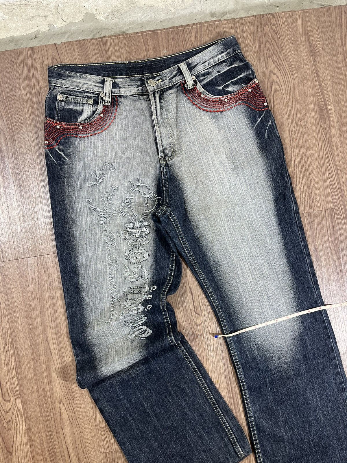 Beauty Beast Vintage Y2K Embroidered Flared Denim Jeans Size US 34 / EU 50 - 14 Thumbnail