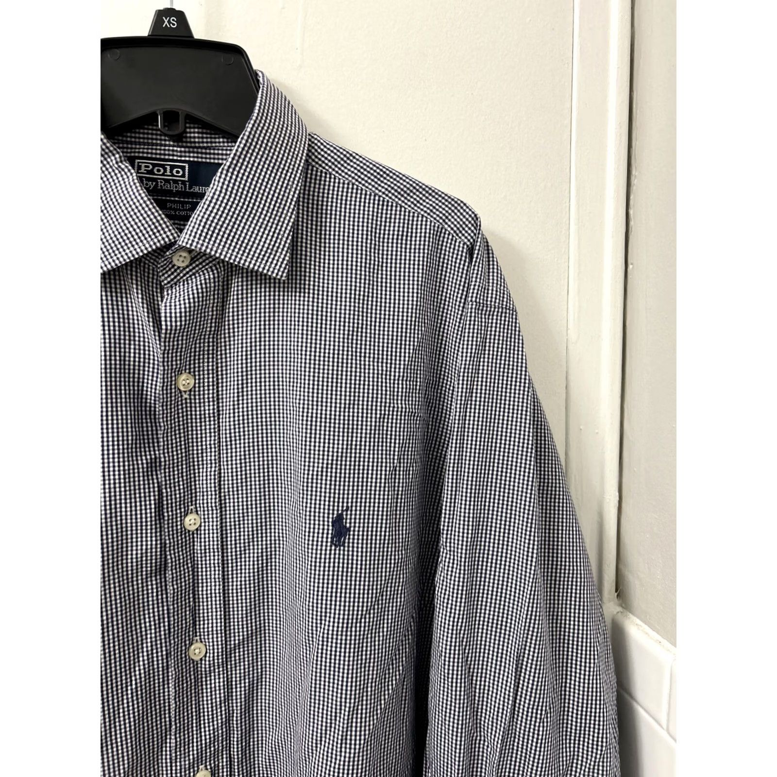 Polo Ralph Lauren VINTAGE Polo Ralph Lauren Philip Shirt Mens 16.5 Blue White Plaid Button Up L/S Dress Shirt Size US XL / EU 56 / 4 - 4 Thumbnail