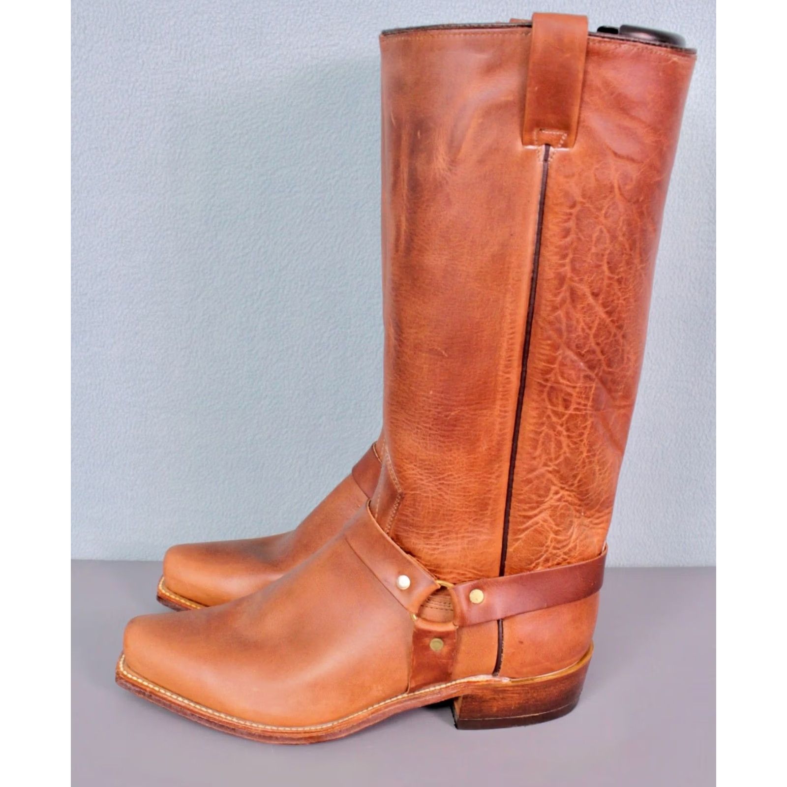 Wrangler NW Wrangler Men's VTG 70s Boots Brown Leather 8 EE Harness Biker Boots 1970s Vintage Shoes Size US 8 / EU 41 - 3 Thumbnail