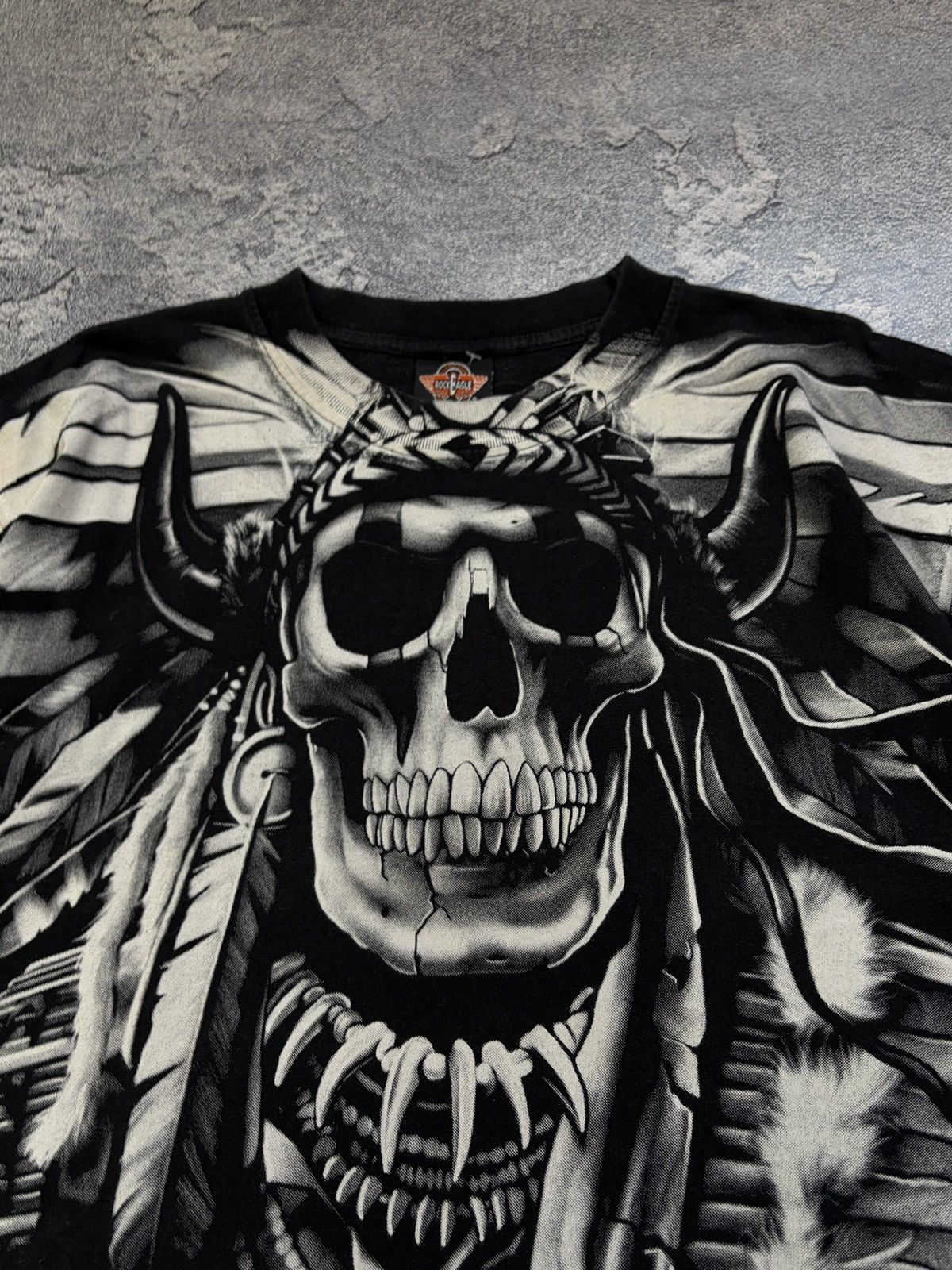 Vintage Vintage Rock Eagle Native American Skull AOP T-Shirt Black L Size US L / EU 52-54 / 3 - 7 Thumbnail