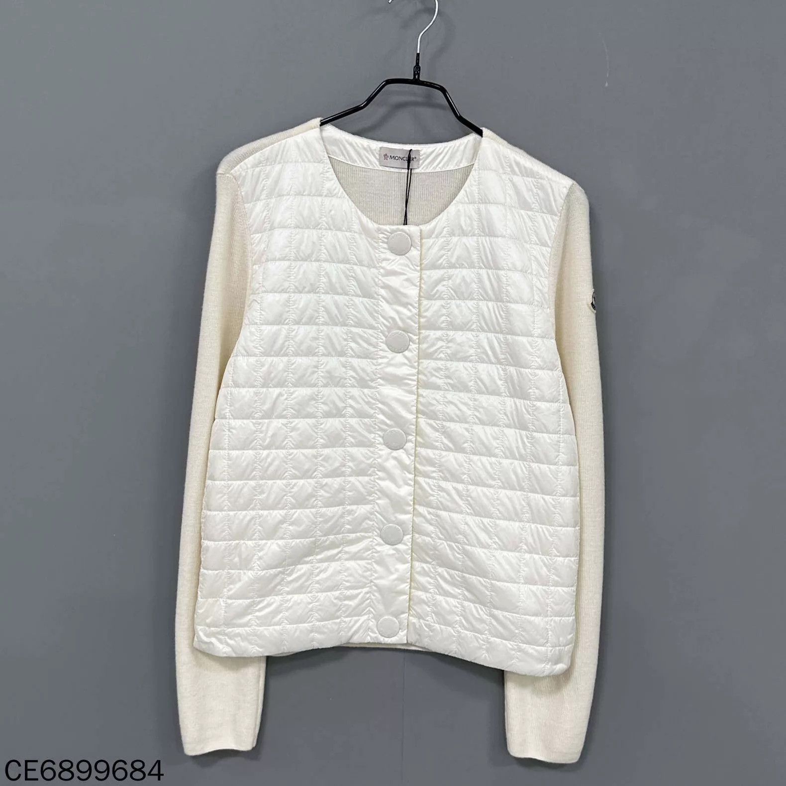 Moncler Moncler Cream Color Blocked Down Jacket Size L / US 10 / IT 46 - 1 Thumbnail