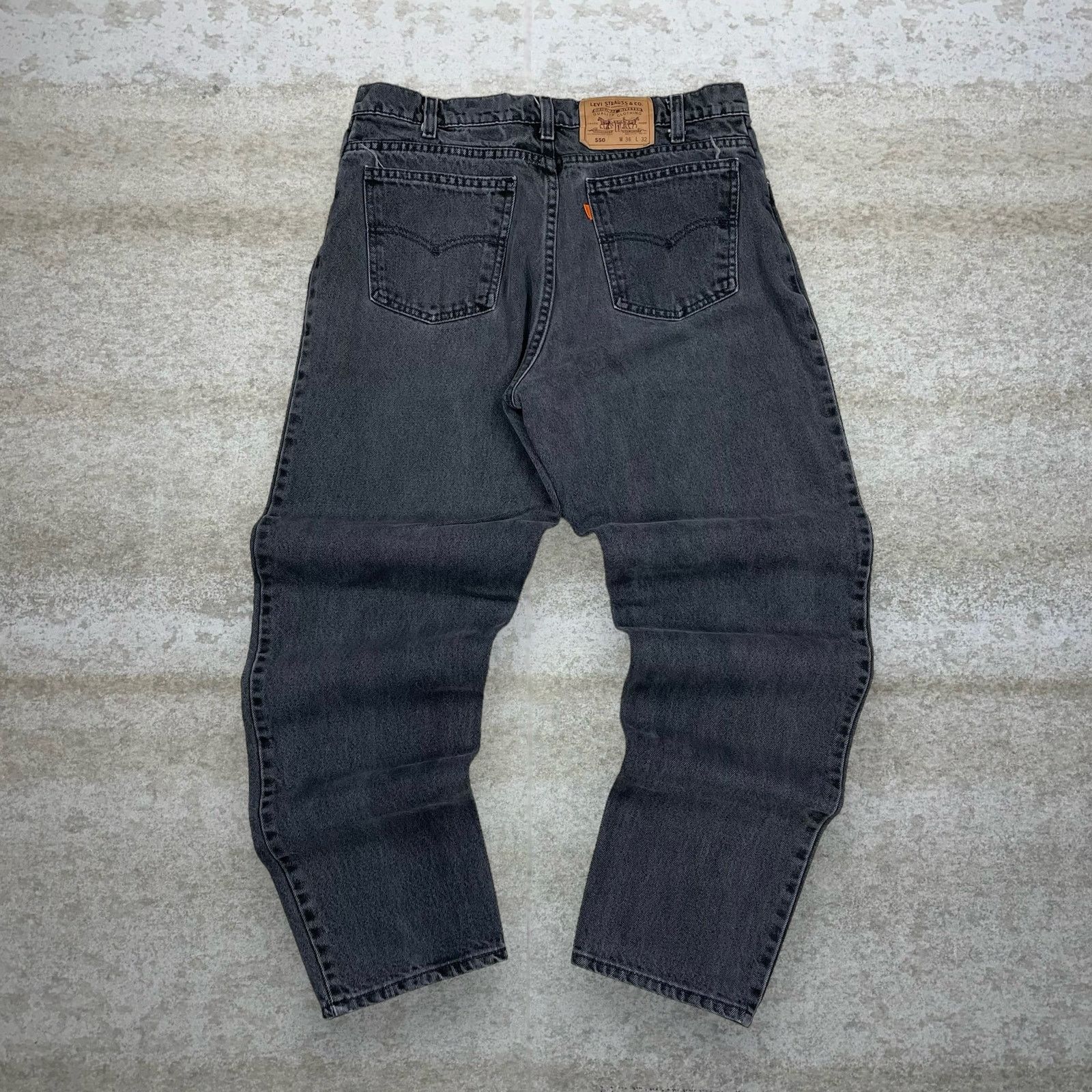 image of Orange Tab Levis 550 Made Usa Black 100% Cotton 90S, Men's (Size 36)