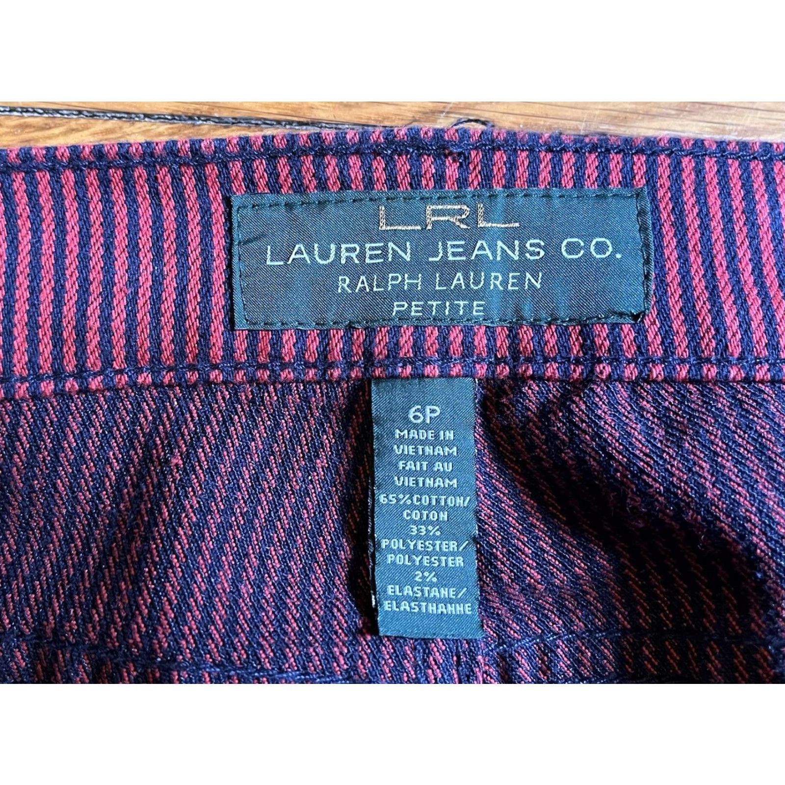 Ralph Lauren Lauren Ralph Lauren Jeans Women's Petite 6P Straight Red Indigo Pinstripe Modern Size 28" / US 6 / IT 42 - 6 Thumbnail