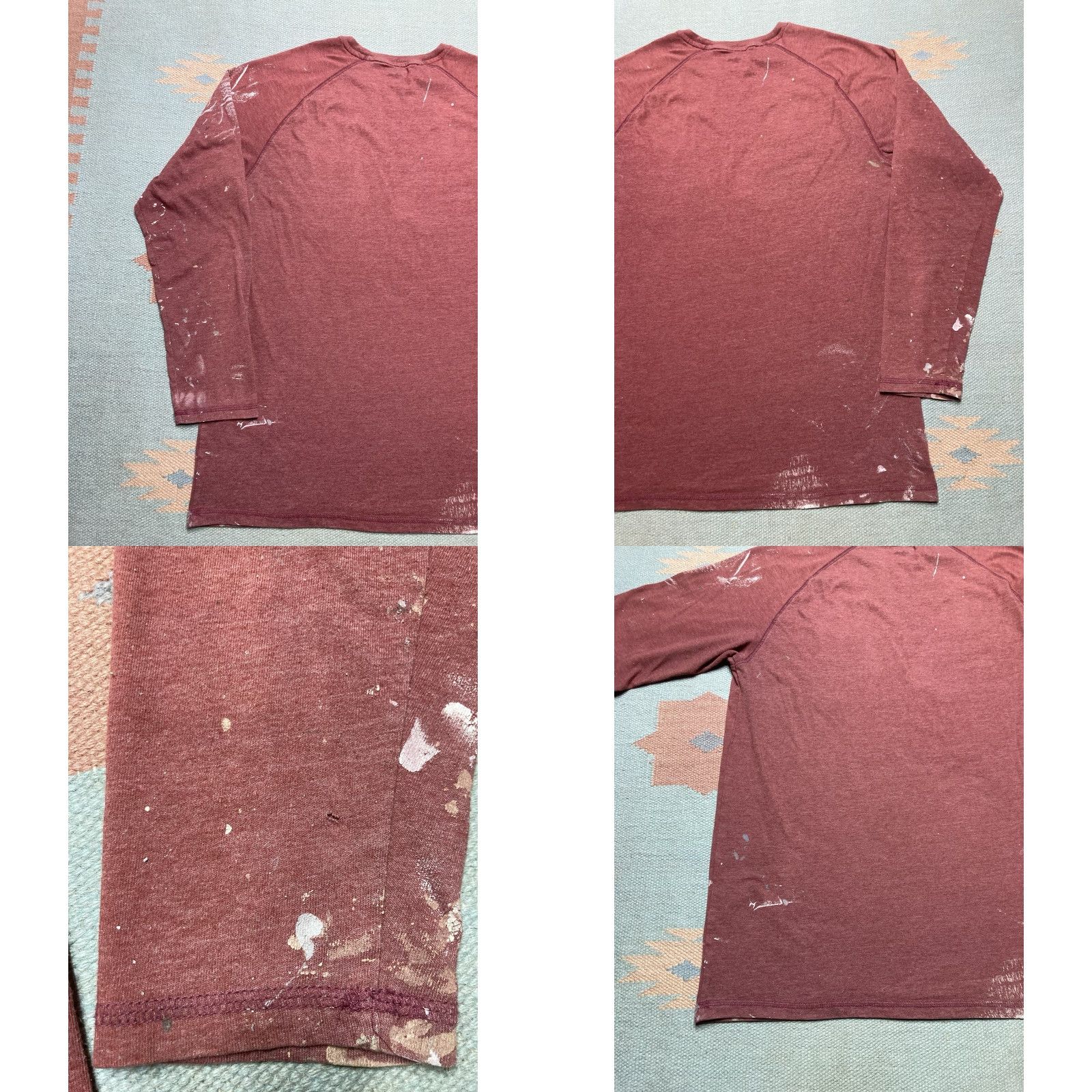 Dickies VINTAGE Dickies pocket T-shirt long sleeve temp IQ paint splatter maroon burgundy M Red Mens T-Shirt Long Sleeve Pocket 21” 28.5” Size US M / EU 48-50 / 2 - 8 Thumbnail