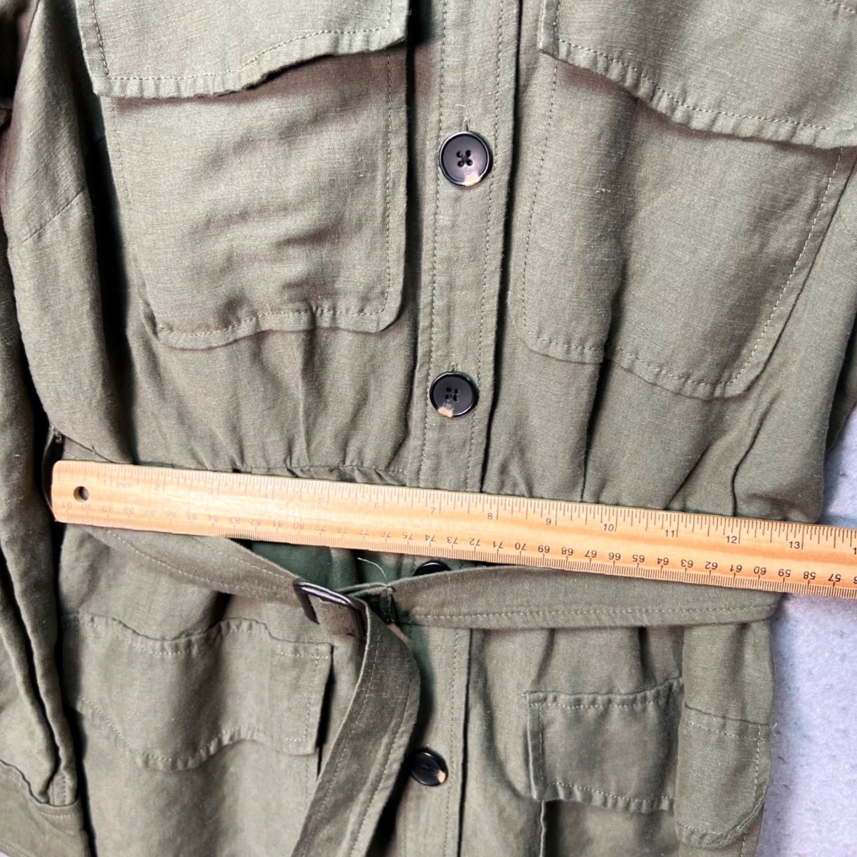 Ann Taylor Ann Taylor Womens Dress Shirt Olive Green Button-Front Utility Belted Waist Knee Length Long Sleeve Vintage No (adjust to original constraints) Size XS / US 0-2 / IT 36-38 - 7 Thumbnail