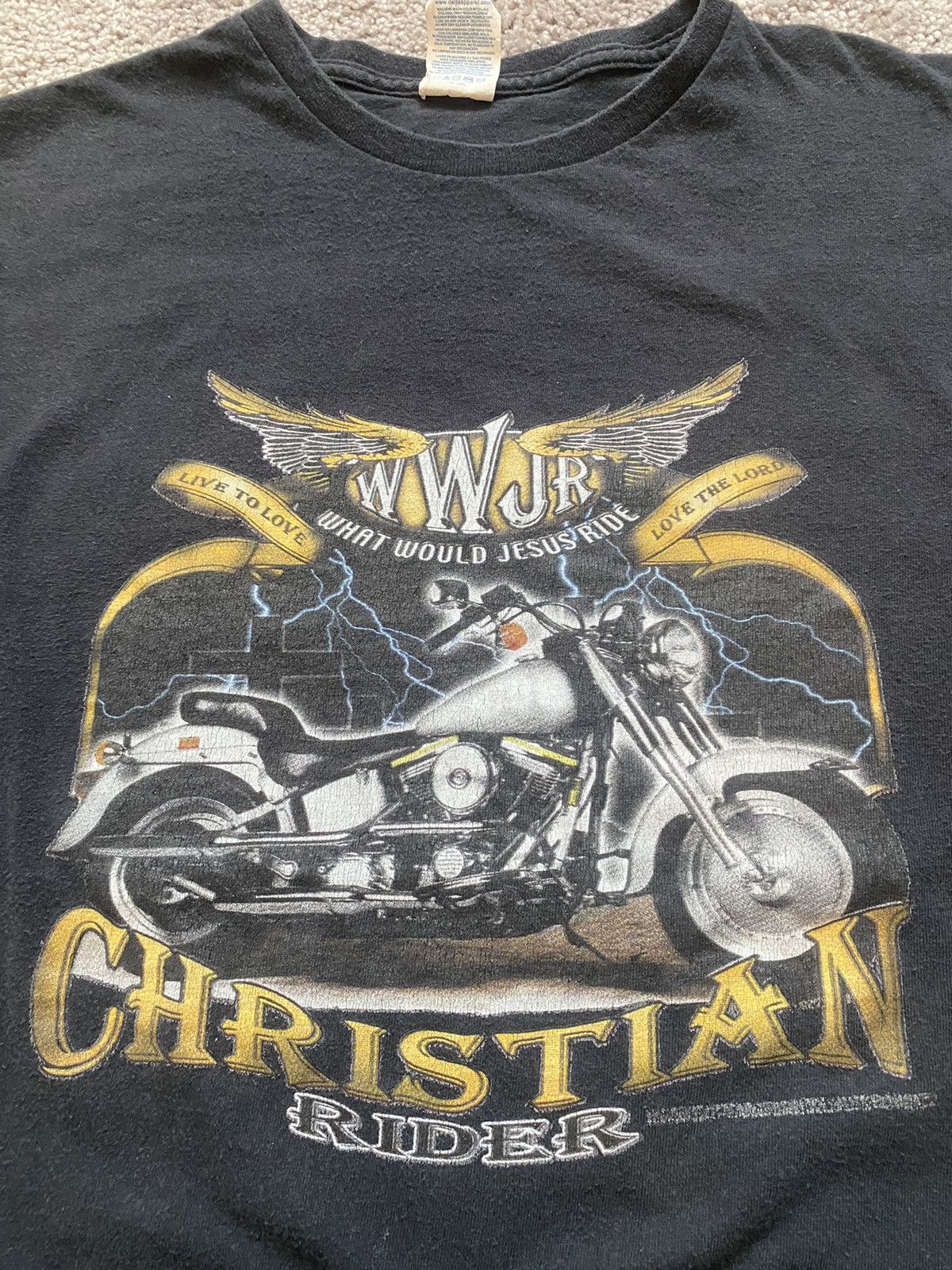 Harley Davidson × Vintage Vintage Jesus Harley Davidson Biker Tee Shirt Size US XL / EU 56 / 4 - 2 Thumbnail
