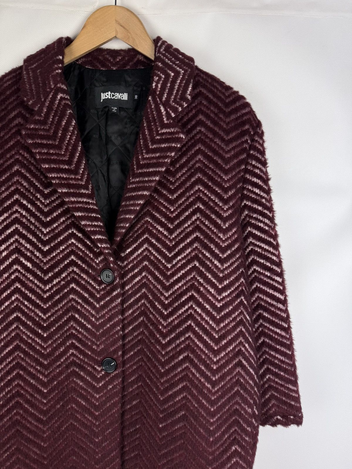 Just Cavalli × Roberto Cavalli Just Cavalli Wool / Alpaca Zig Zag Patterned Coat Jacket Size XS / US 0-2 / IT 36-38 - 5 Thumbnail
