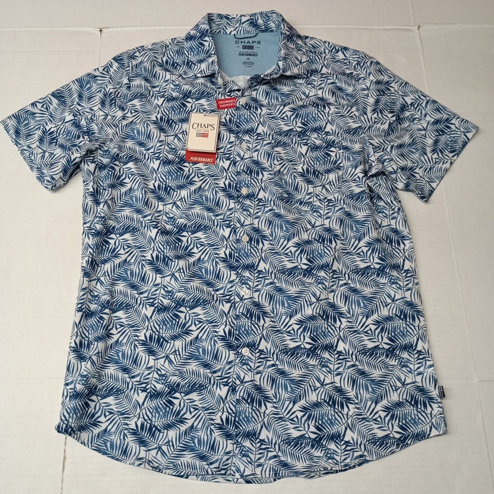 Chaps Chaps Everyday Performance Woven Shirt Men's M Blue Floral Size US M / EU 48-50 / 2 - 1 Thumbnail