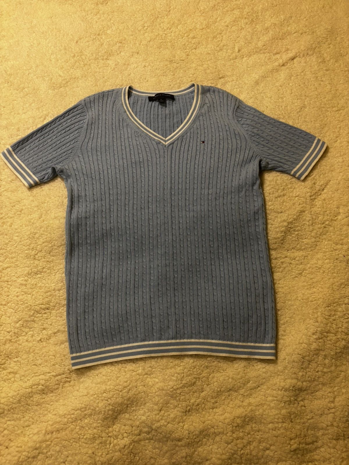 Tommy Hilfiger Women’s blue short sleeve sweater1549 Size M / US 6-8 / IT 42-44 - 1 Thumbnail