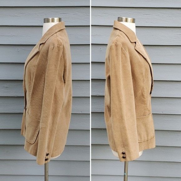 Vintage Vintage 70s Western Boho Tan Corduroy Two Button Blazer Md Size M / US 6-8 / IT 42-44 - 2 Thumbnail