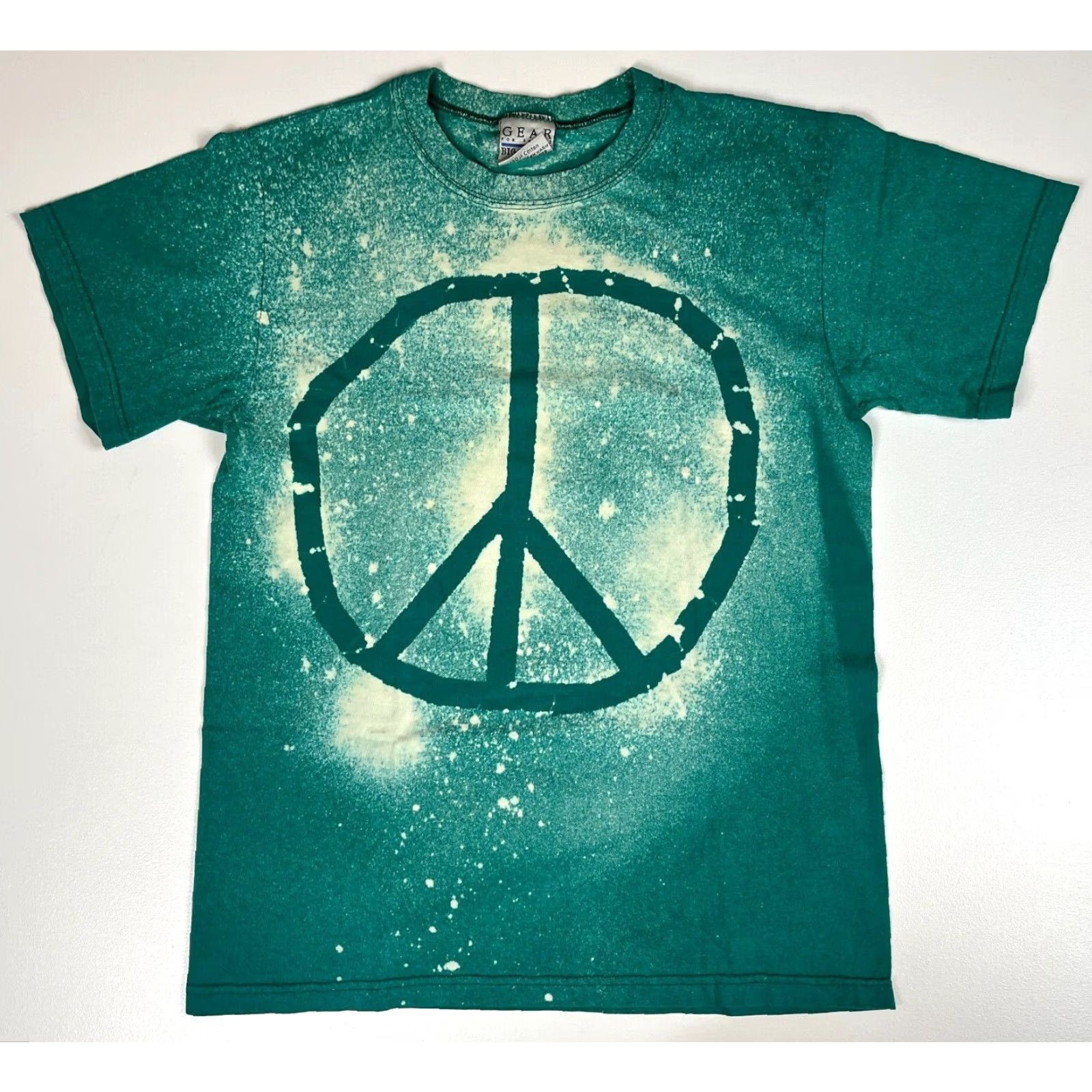 Vintage VINTAGE Gear For Sports Unisex Adults T-Shirt Crew Neck Short Sleeve 90s Peace Sign Green 100% Cotton Sz S Made in USA Men's/Womens Size US S / EU 44-46 / 1 - 2 Thumbnail