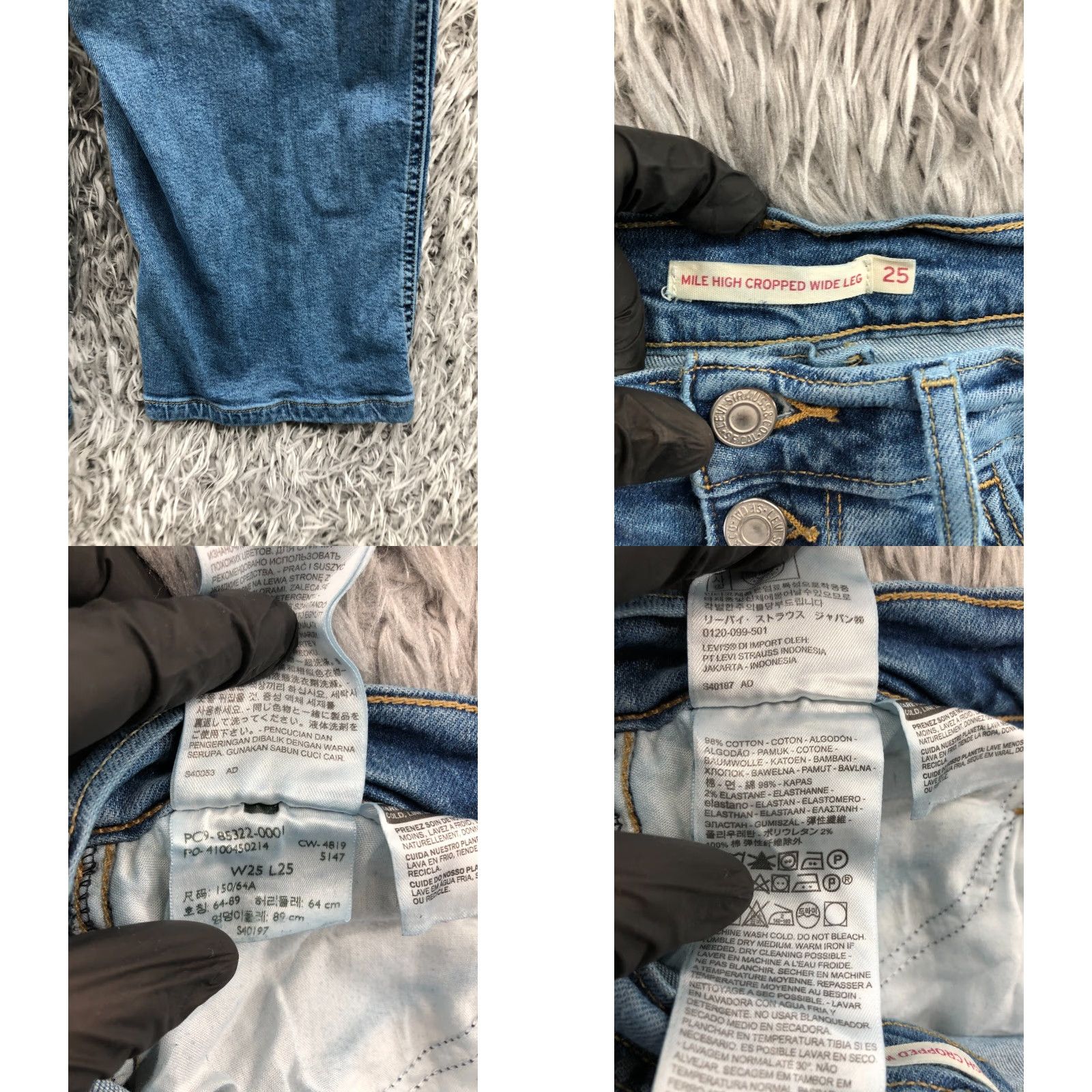 Levi's VINTAGE Levis Mile High Cropped Wide Leg Jeans Womens Medium Wash Blue 25 Regular Jeans Size 42" / US 20 - 8 Thumbnail