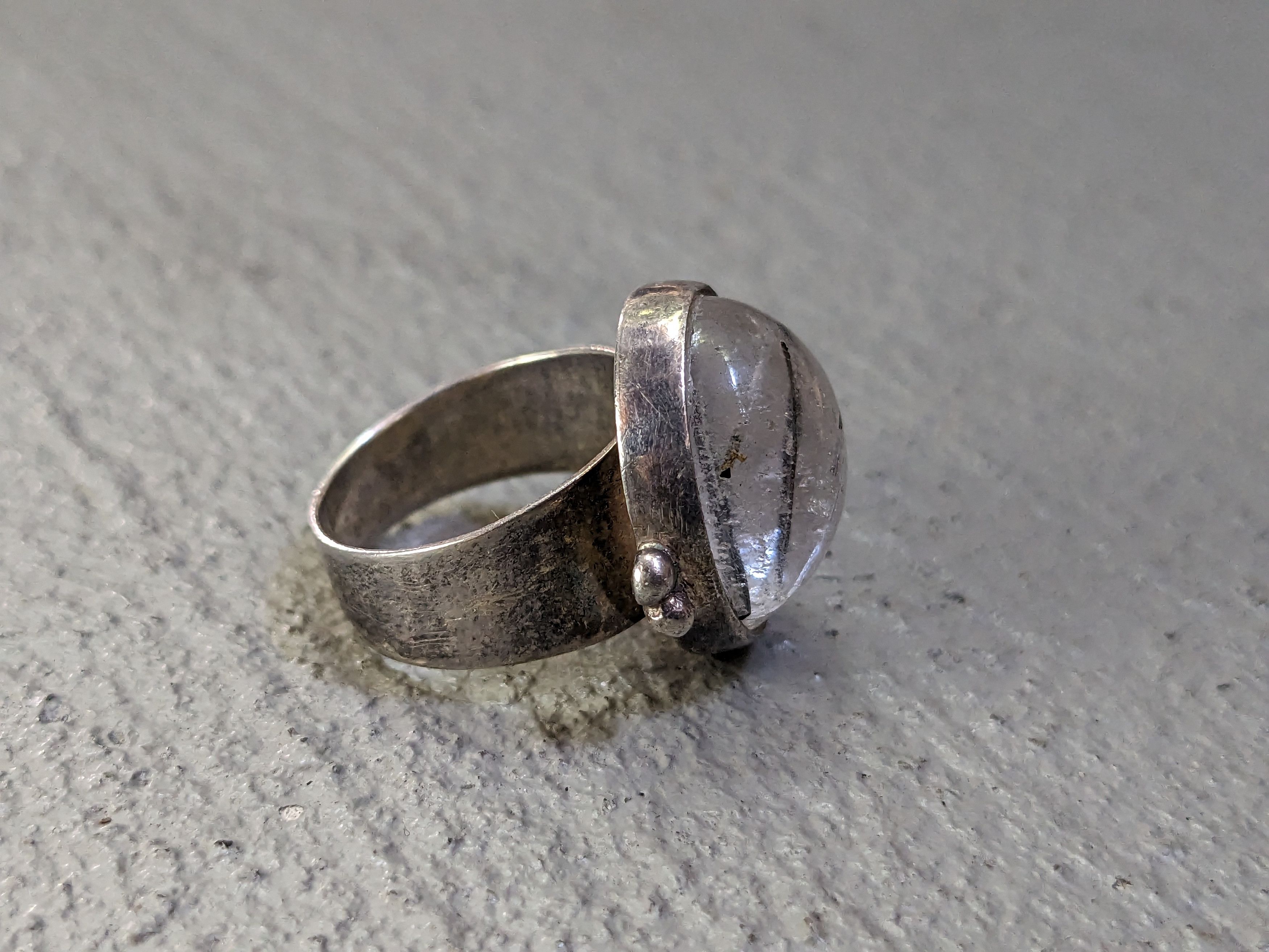 Jewelry Sterling Silver Ring Size 6 Rutilated Quartz Round Modern Size ONE SIZE - 4 Thumbnail