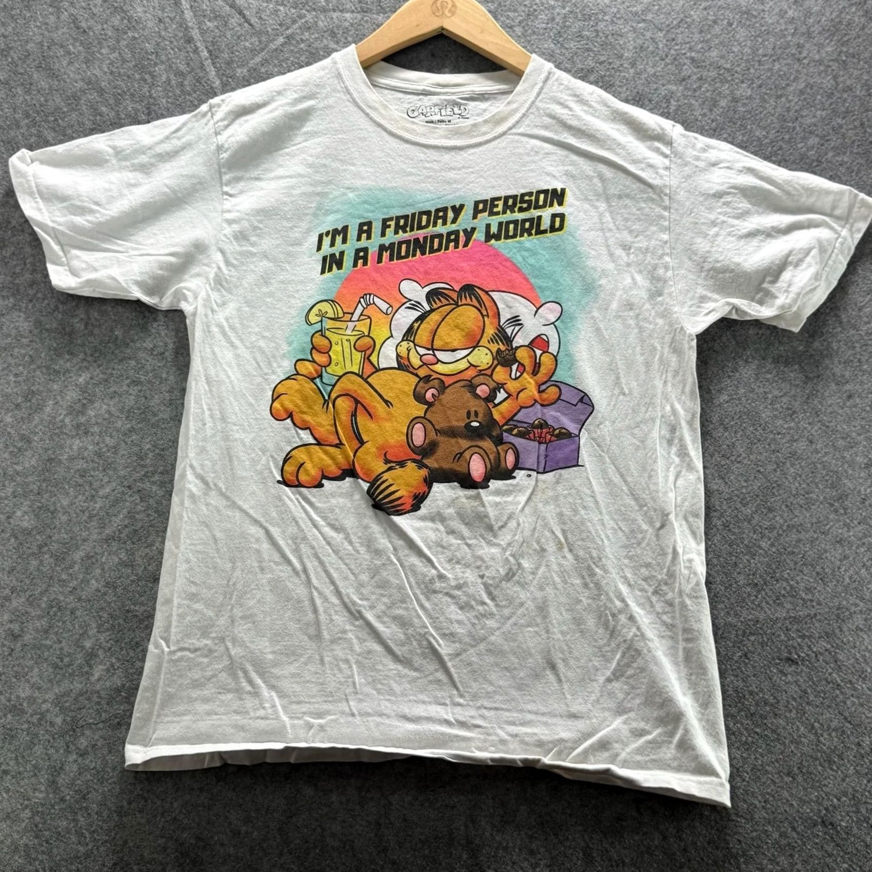 Vintage Garfield Friday Shirt Mens L White Graphic Tee Size US L / EU 52-54 / 3 - 2 Thumbnail