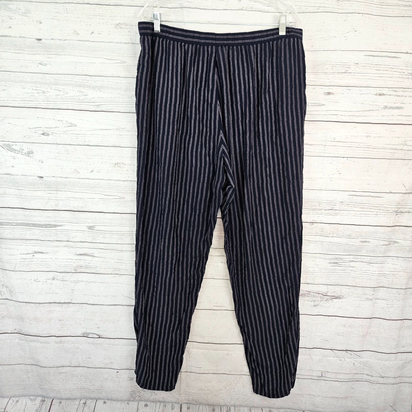 Eileen Fisher Eileen Fisher Womens Pants Pull On Blue Striped High Rise Tencel Blend Size L Size 36" / US 14 / IT 50 - 3 Thumbnail