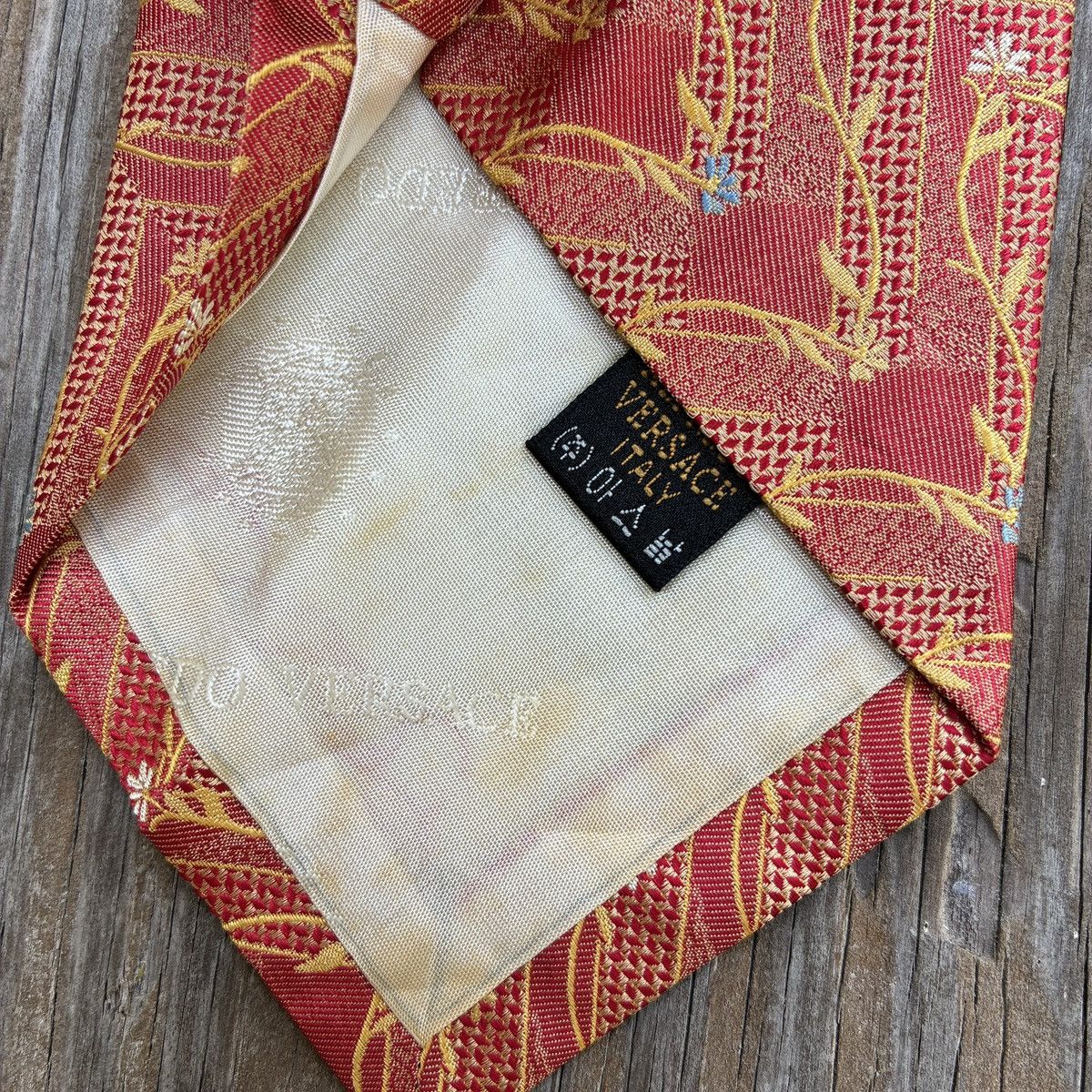 Other Alfredo Versace Silk Tie Red Gold Floral Jacquard Size ONE SIZE - 4 Thumbnail
