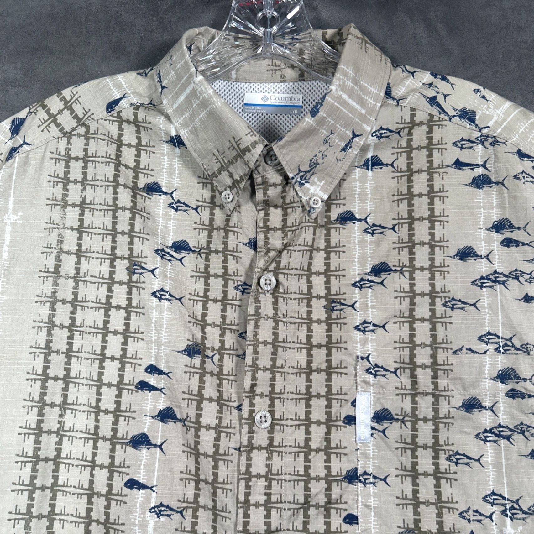 Vintage Columbia PFG Short Sleeve Shirt Mens L Performance Fishing Gear Fish Print Shirt Size US L / EU 52-54 / 3 - 2 Thumbnail