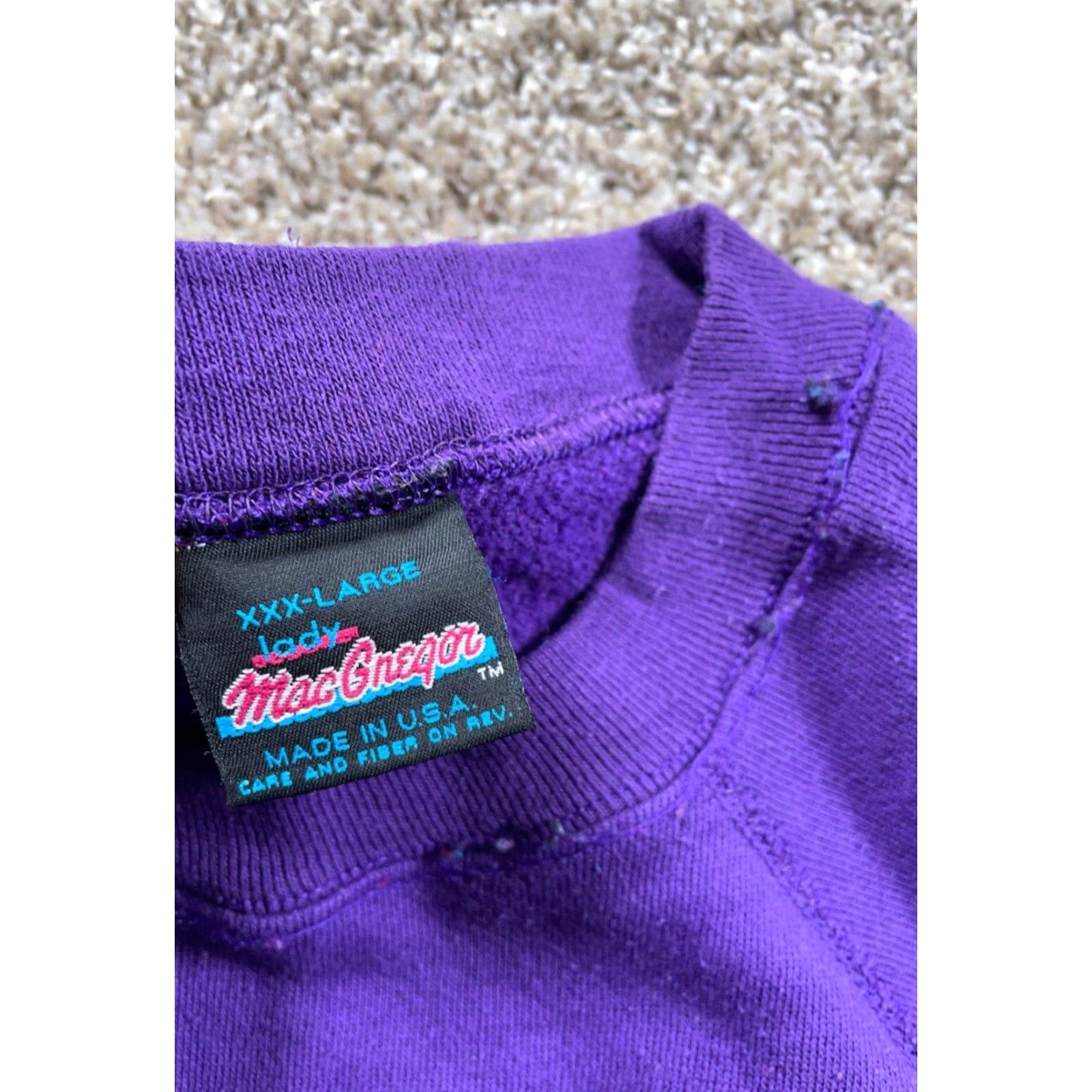 McGregor VINTAGE MacGregor Sweatshirt 90s Women's 3XL Purple Raglan Crew Neck Solid Fleece Pullover Size XXL / US 16-18 / IT 52-54 - 4 Thumbnail